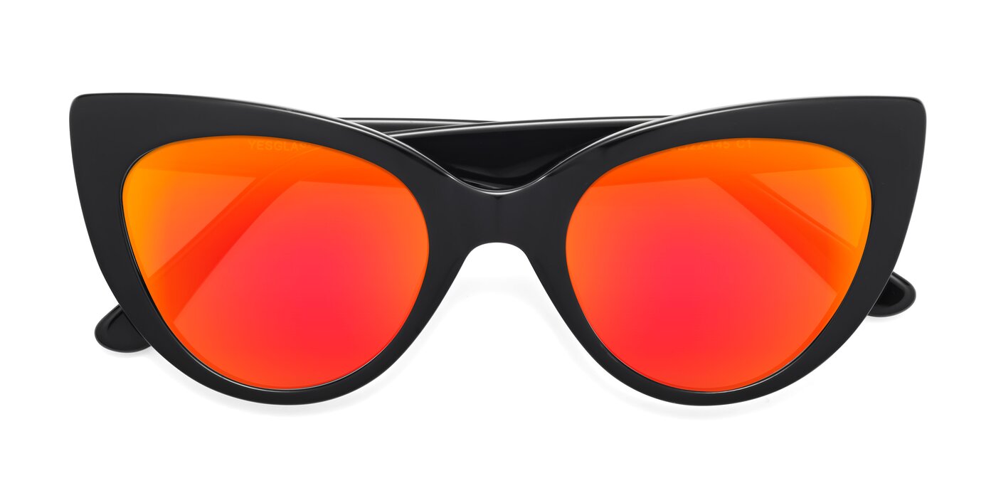 Tiesi - Black Flash Mirrored Sunglasses