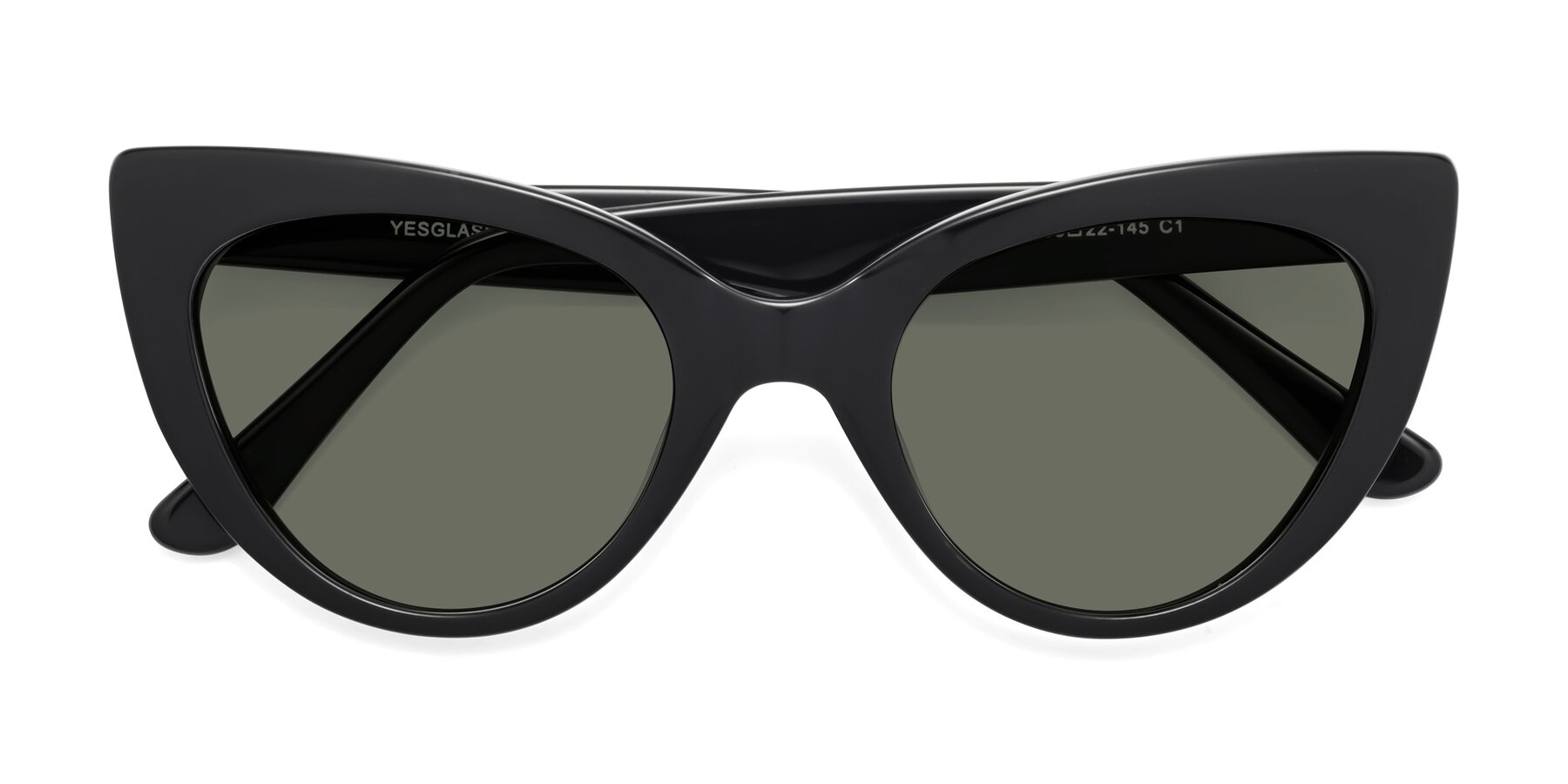 Folded Front of Tiesi in Black with Gray Polarized Lenses