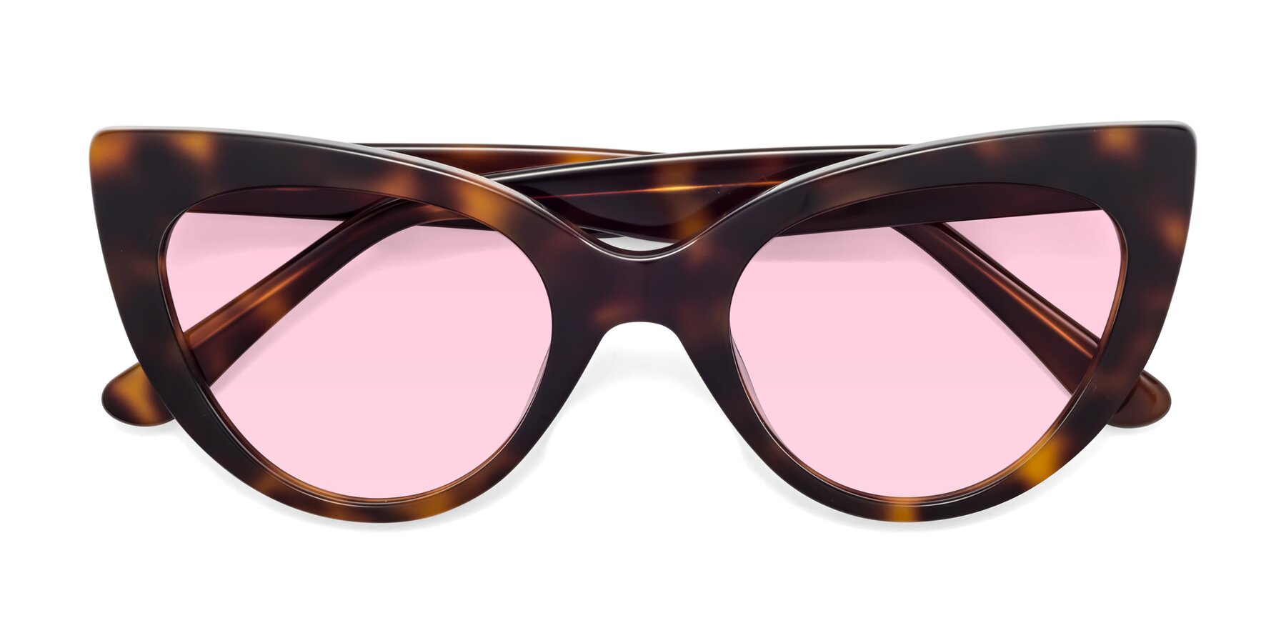 Folded Front of Tiesi in Tortoise with Light Pink Tinted Lenses