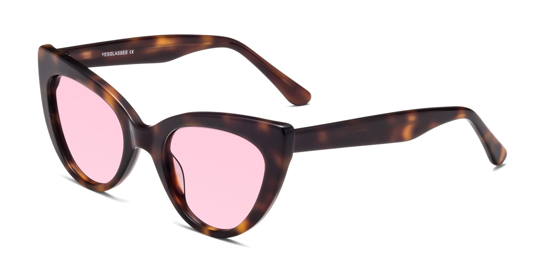 Angle of Tiesi in Tortoise with Light Pink Tinted Lenses