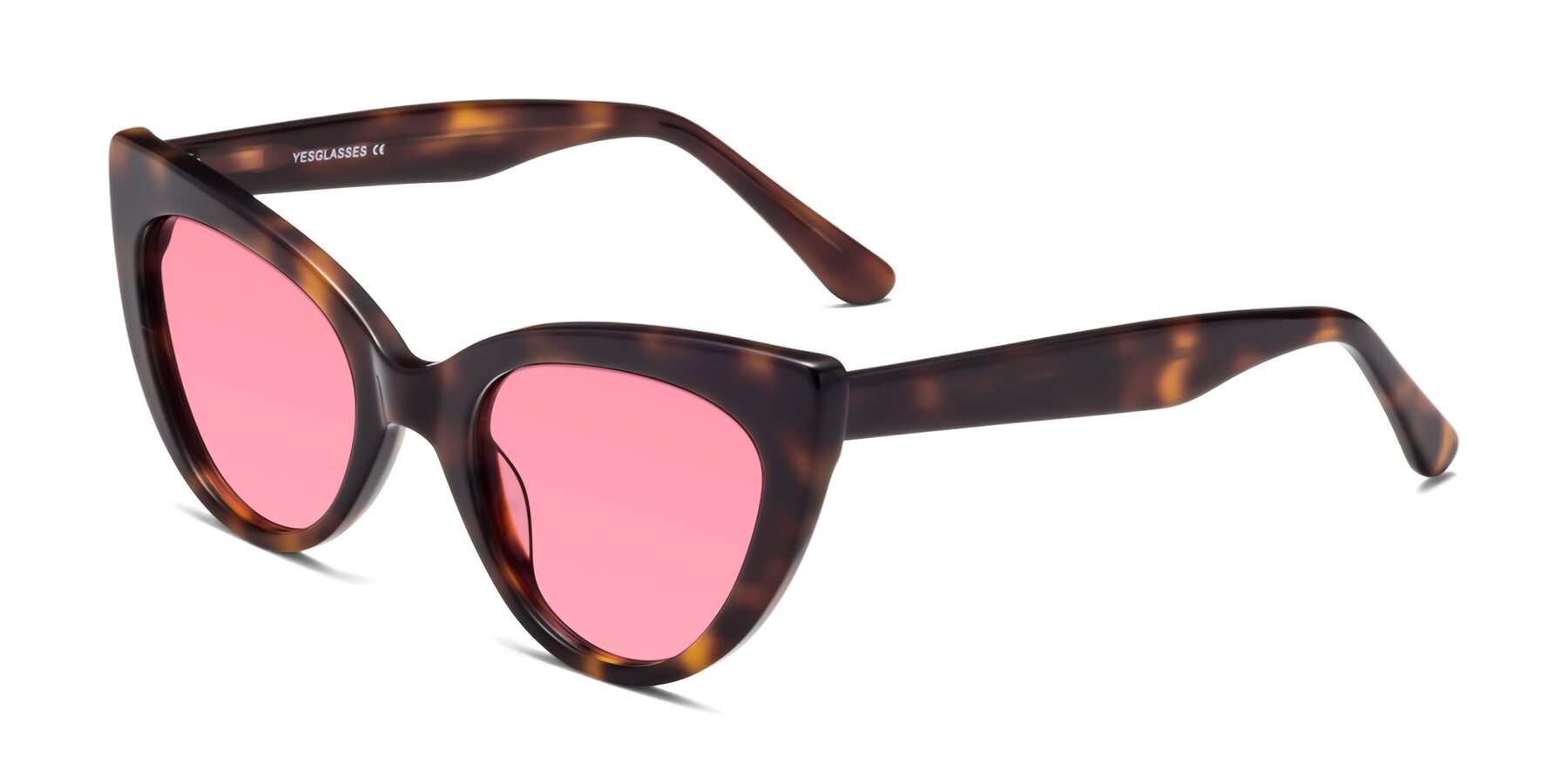 Angle of Tiesi in Tortoise with Pink Tinted Lenses