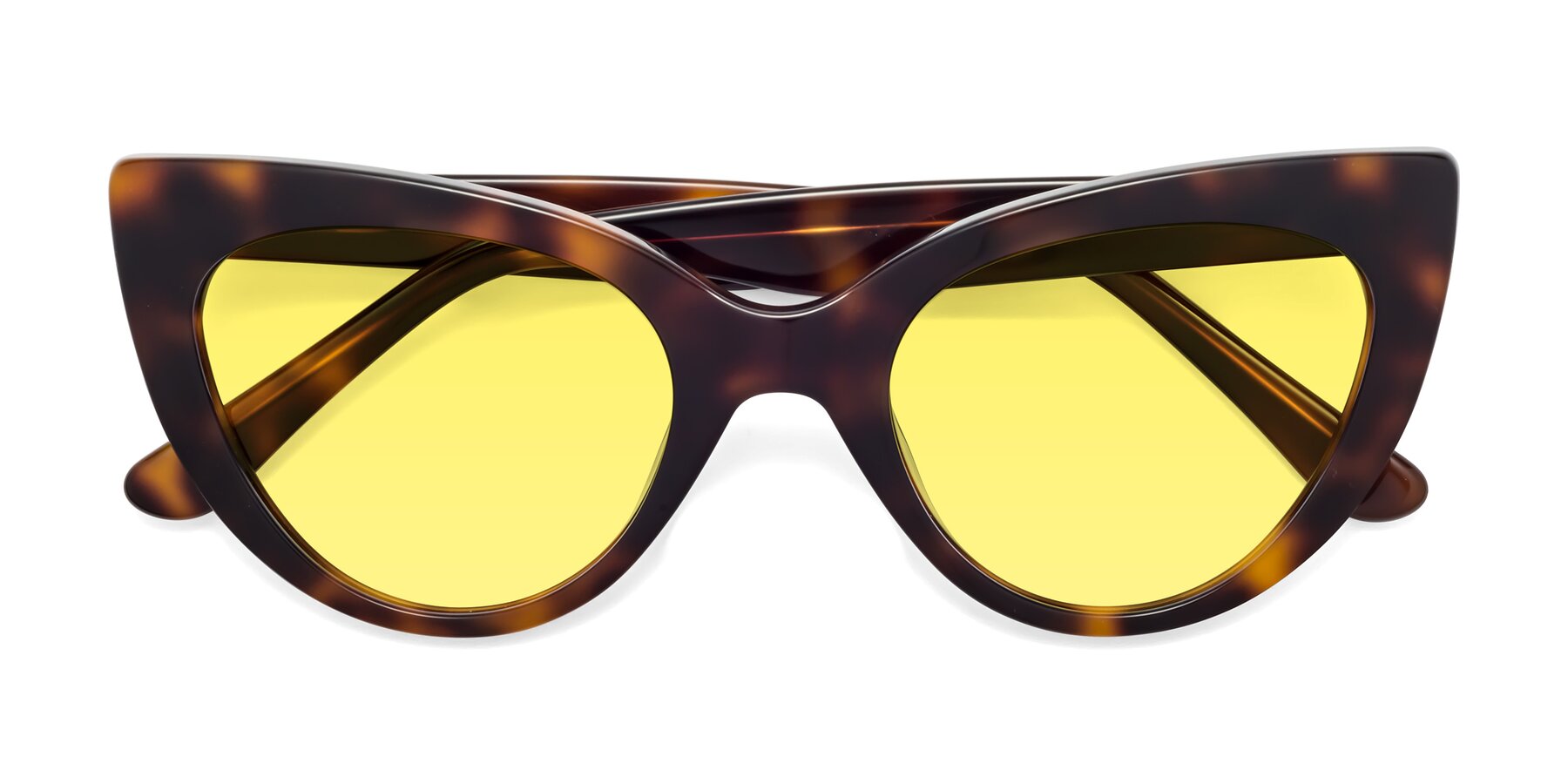 Folded Front of Tiesi in Tortoise with Medium Yellow Tinted Lenses