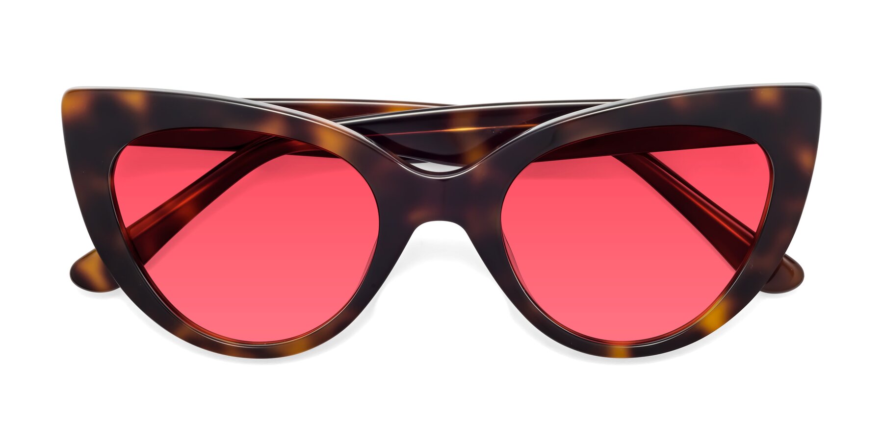 Folded Front of Tiesi in Tortoise with Red Tinted Lenses