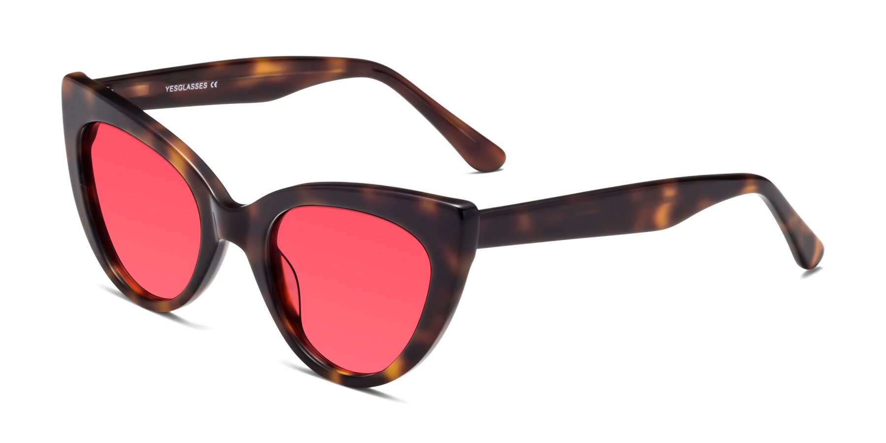 Angle of Tiesi in Tortoise with Red Tinted Lenses