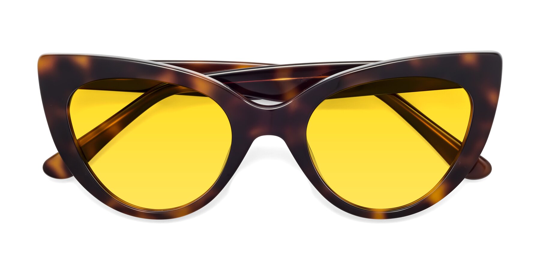 Folded Front of Tiesi in Tortoise with Yellow Tinted Lenses