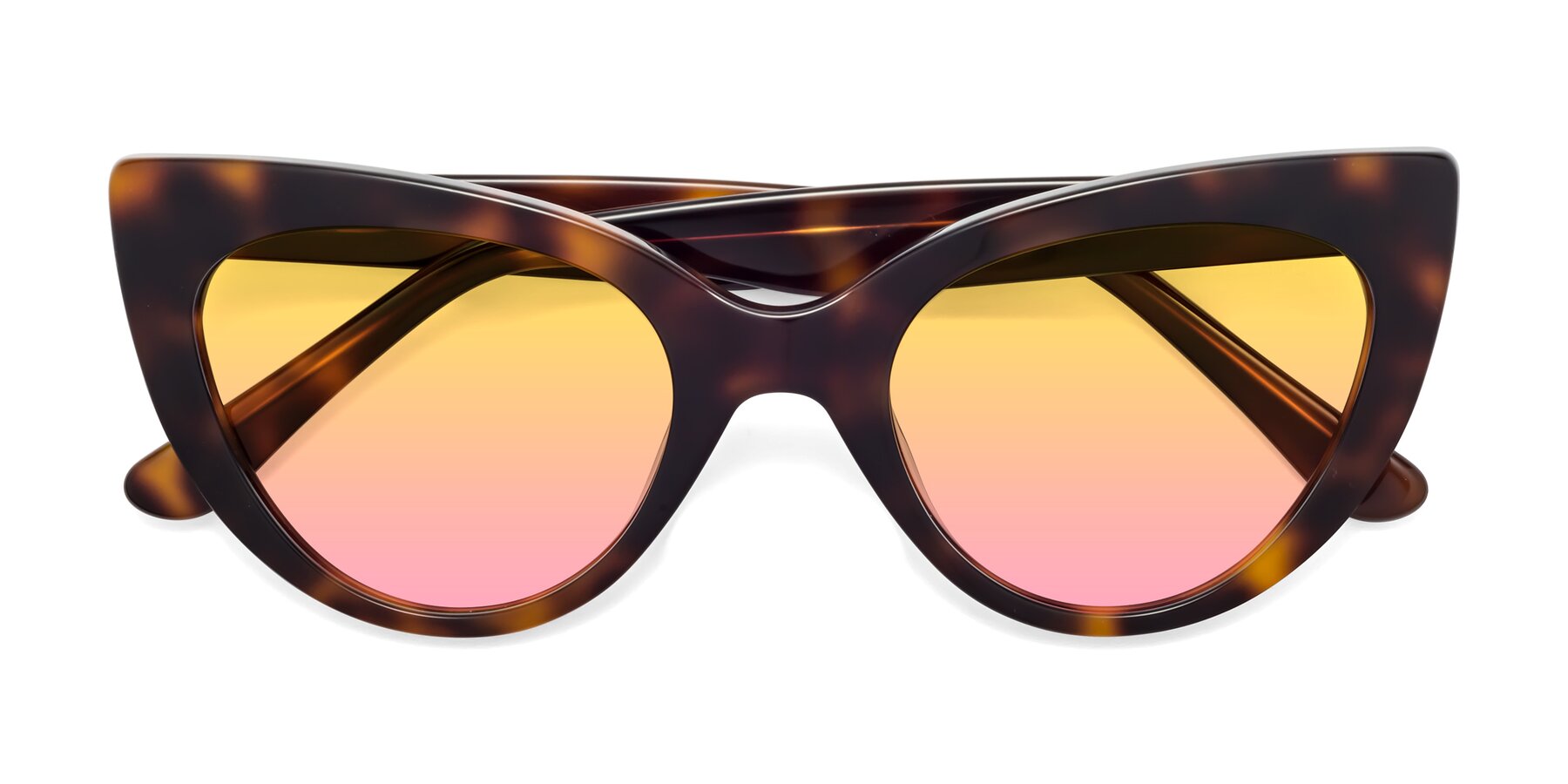 Folded Front of Tiesi in Tortoise with Yellow / Pink Gradient Lenses