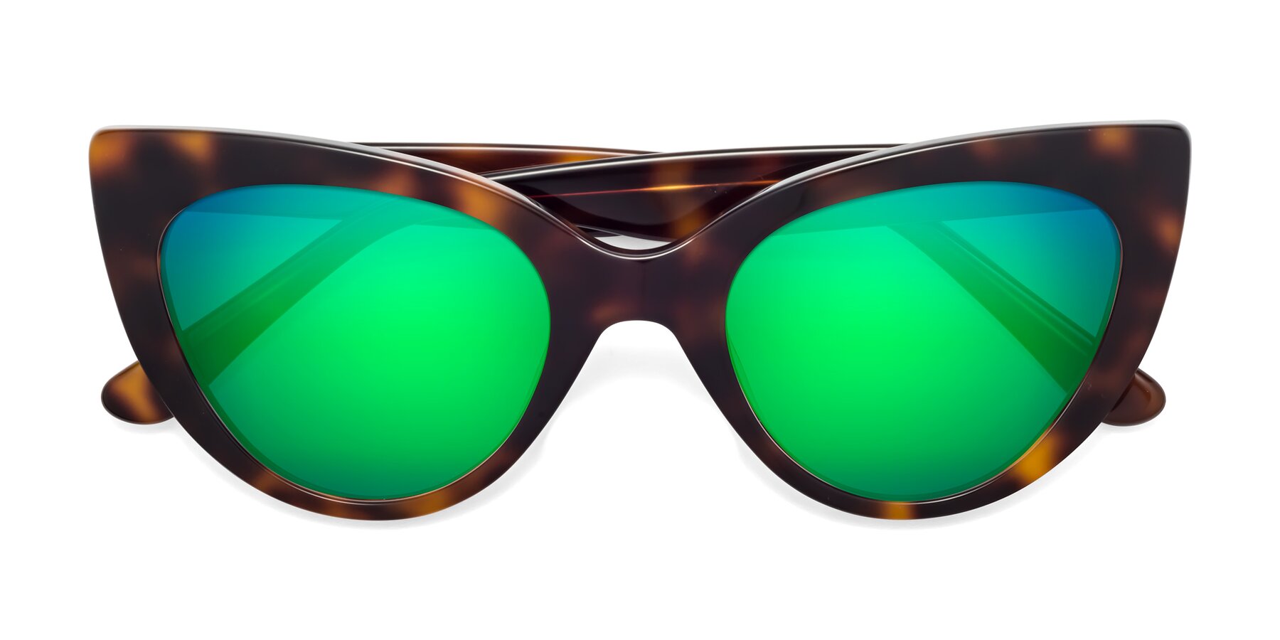 Folded Front of Tiesi in Tortoise with Green Mirrored Lenses