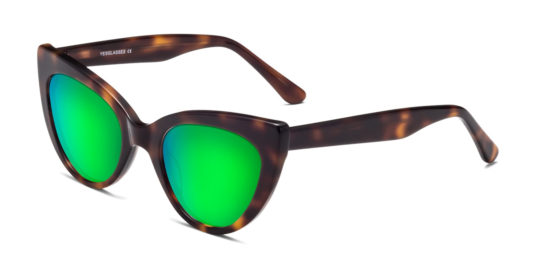 Angle of Tiesi in Tortoise with Green Mirrored Lenses