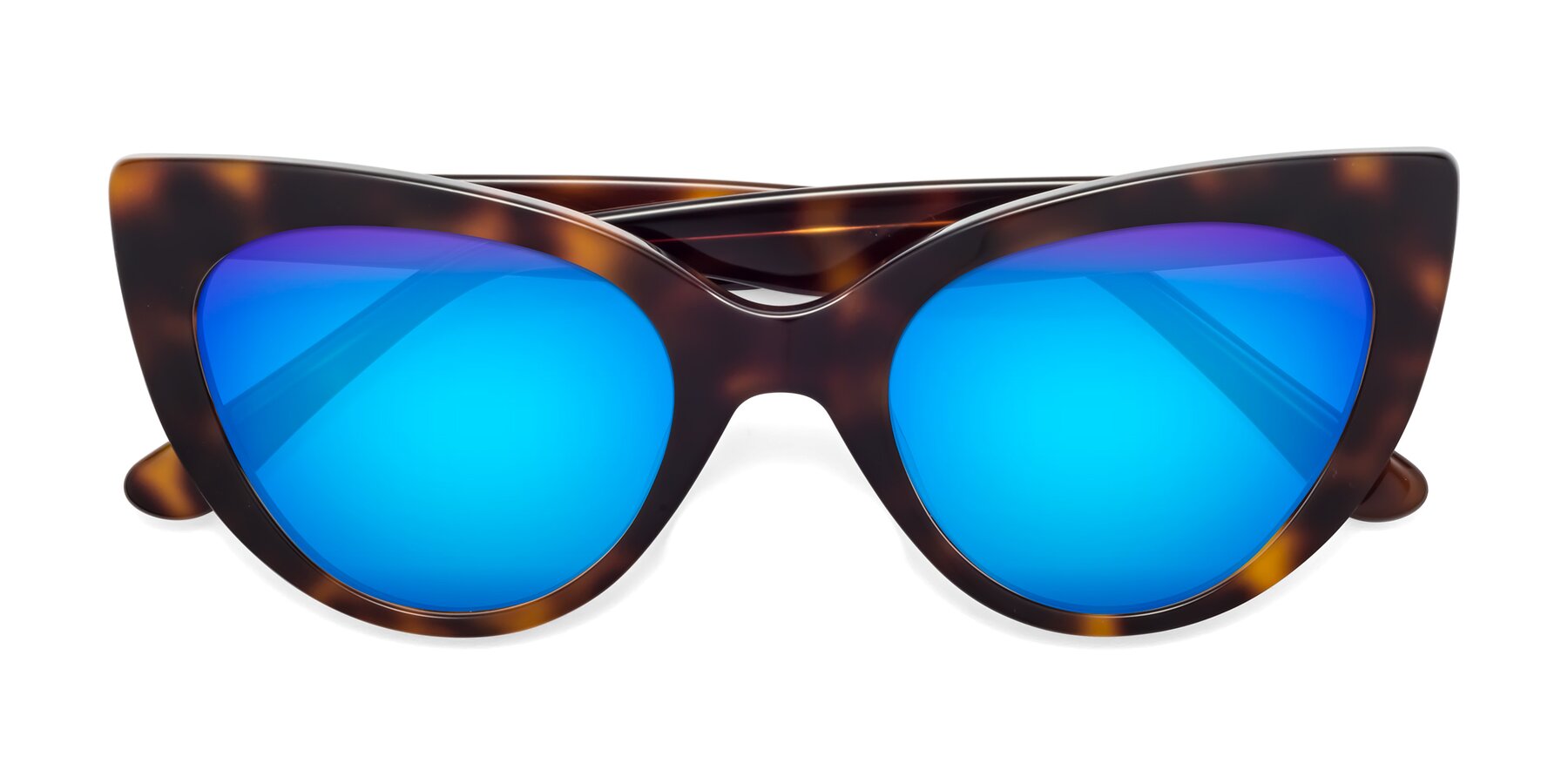 Folded Front of Tiesi in Tortoise with Blue Mirrored Lenses