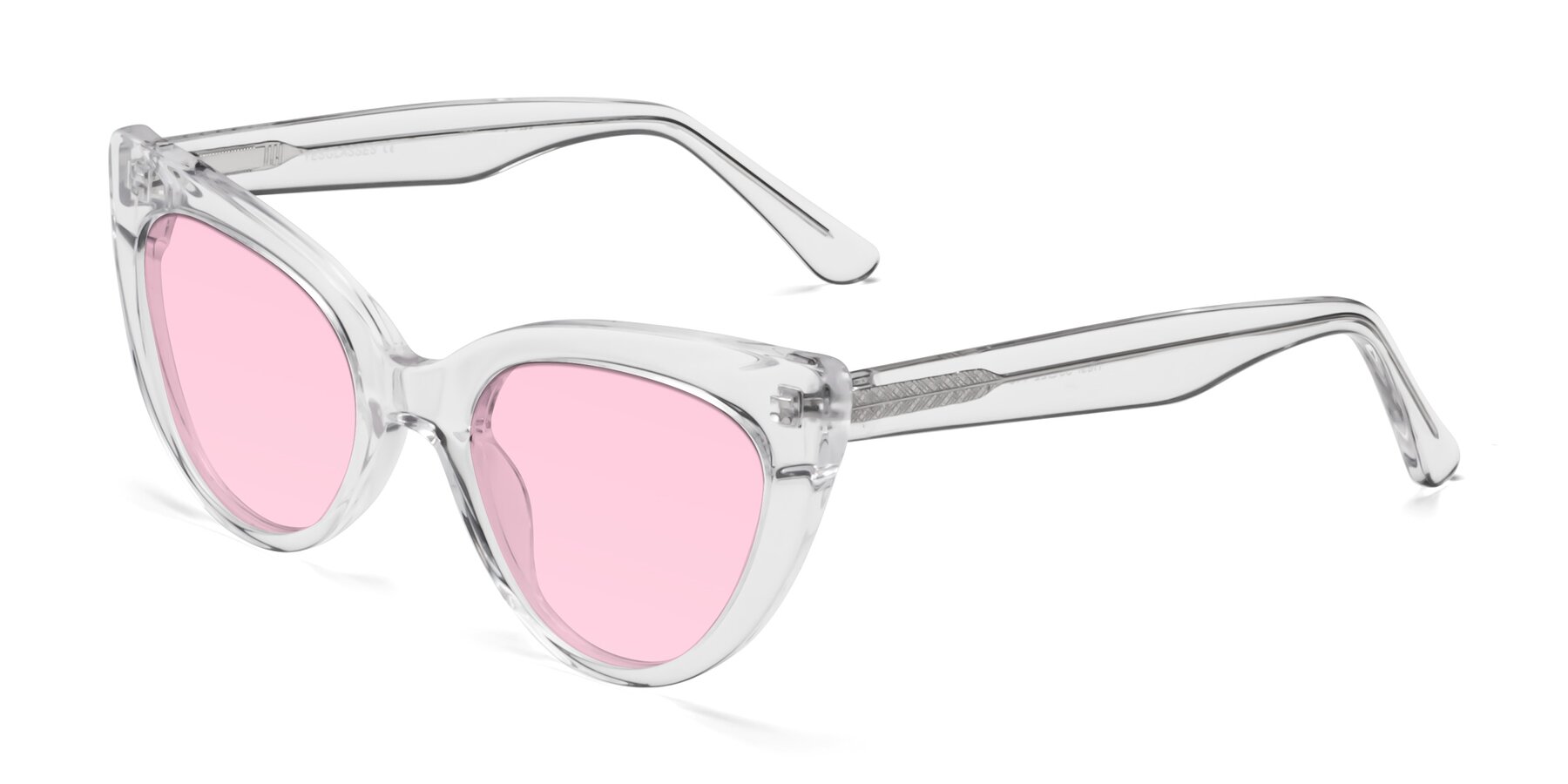 Angle of Tiesi in Clear with Light Pink Tinted Lenses
