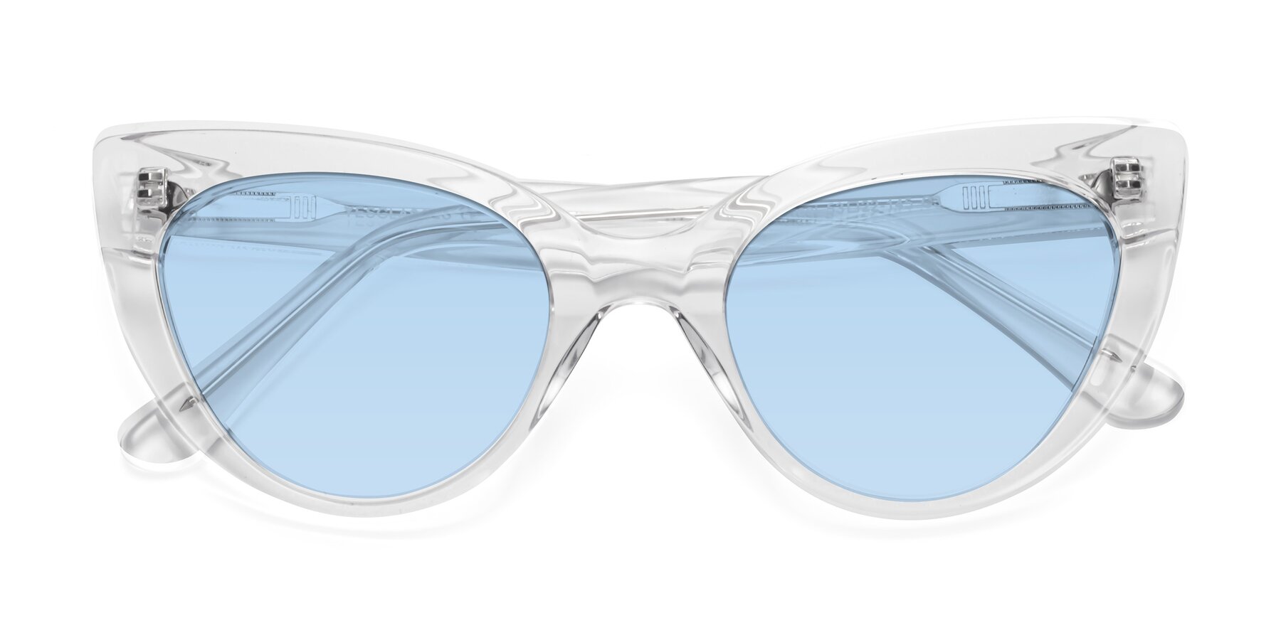 Folded Front of Tiesi in Clear with Light Blue Tinted Lenses