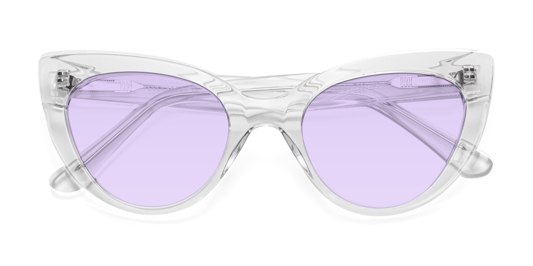 Folded Front of Tiesi in Clear with Light Purple Tinted Lenses
