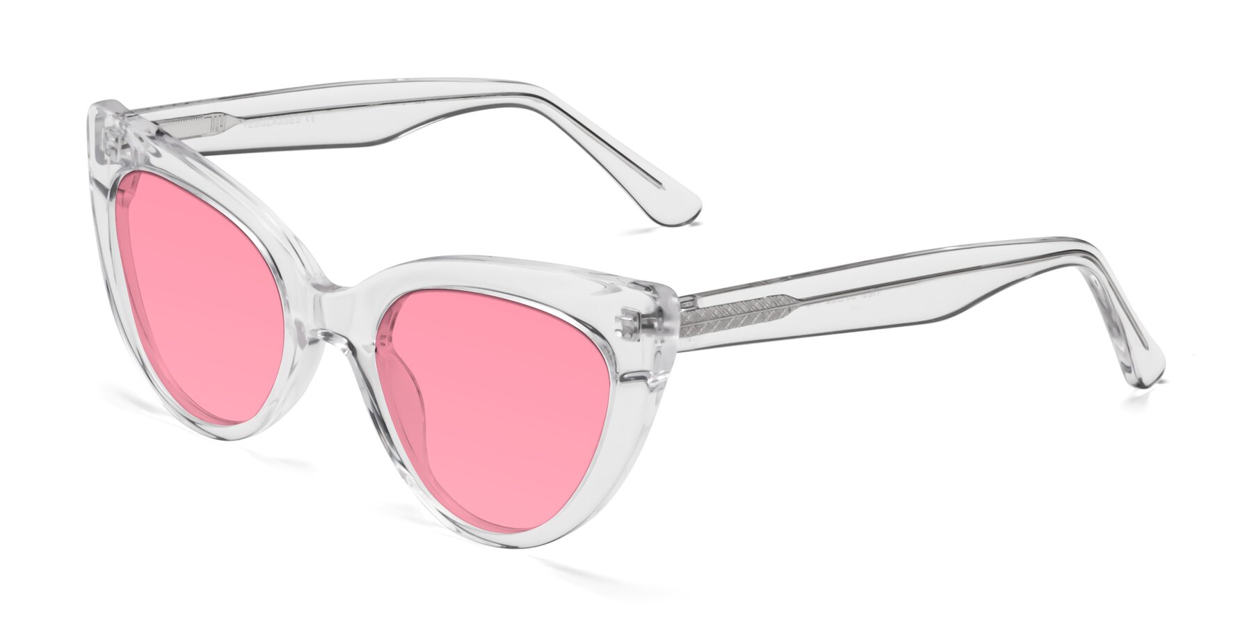 Angle of Tiesi in Clear with Pink Tinted Lenses