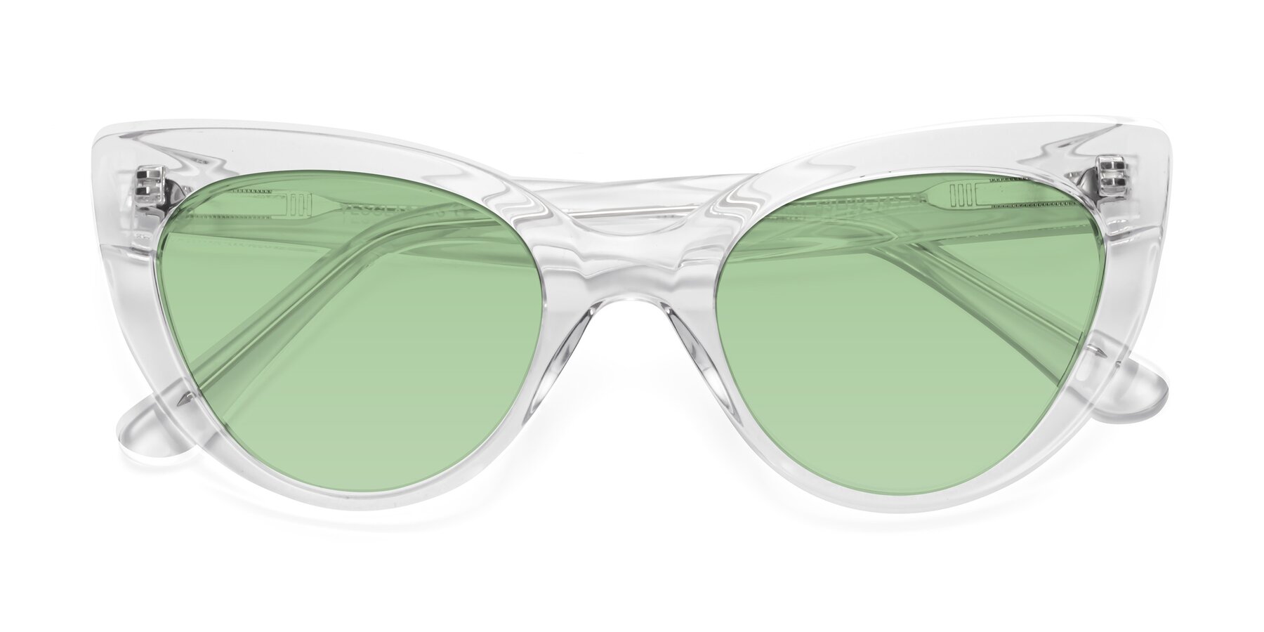 Folded Front of Tiesi in Clear with Medium Green Tinted Lenses