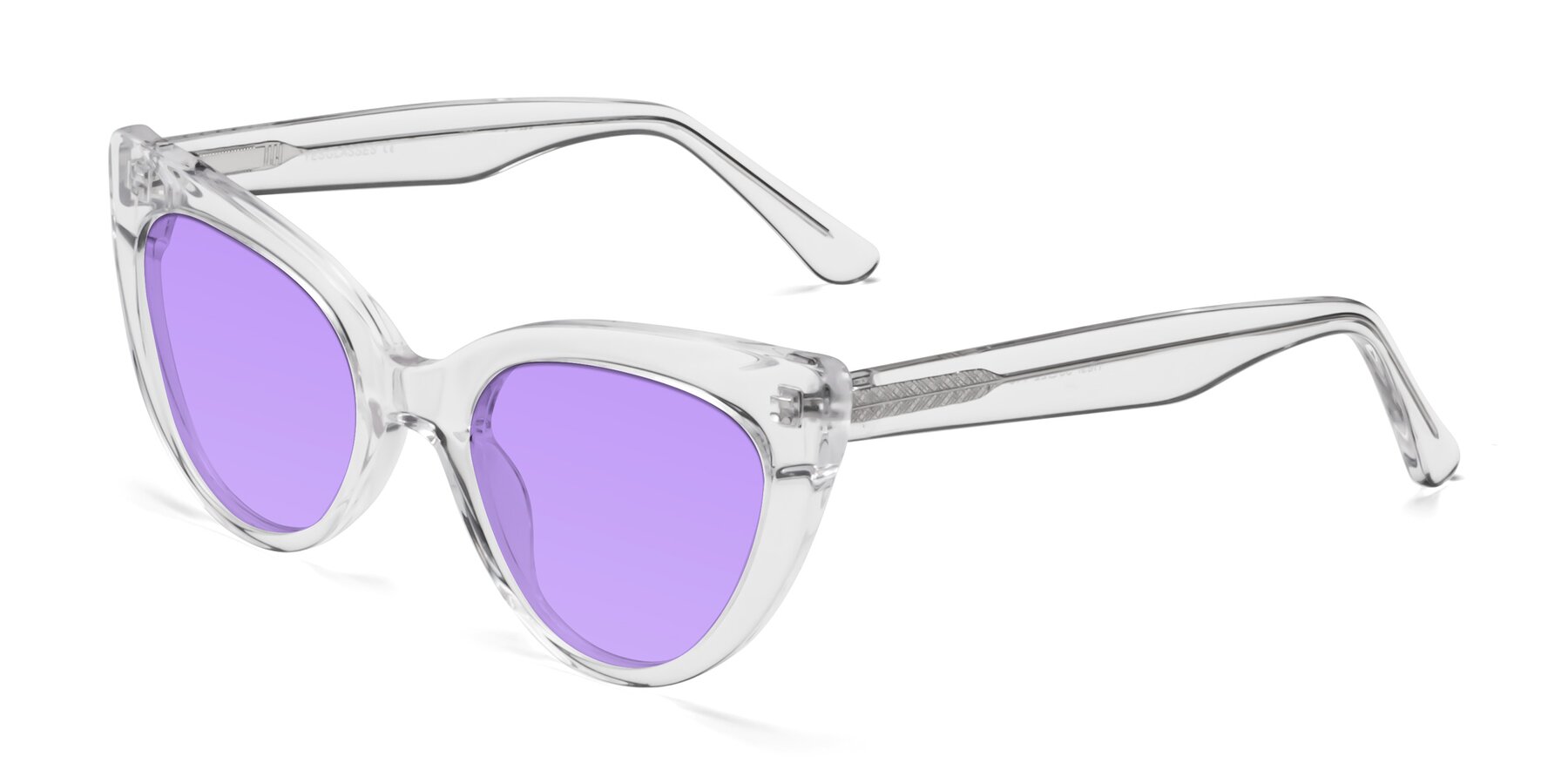 Angle of Tiesi in Clear with Medium Purple Tinted Lenses
