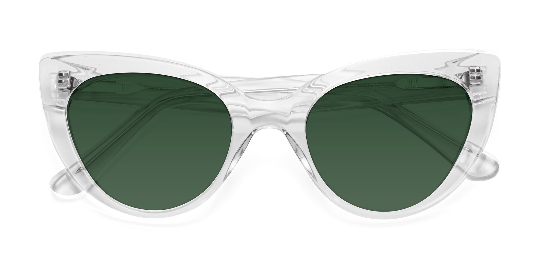Folded Front of Tiesi in Clear with Green Tinted Lenses