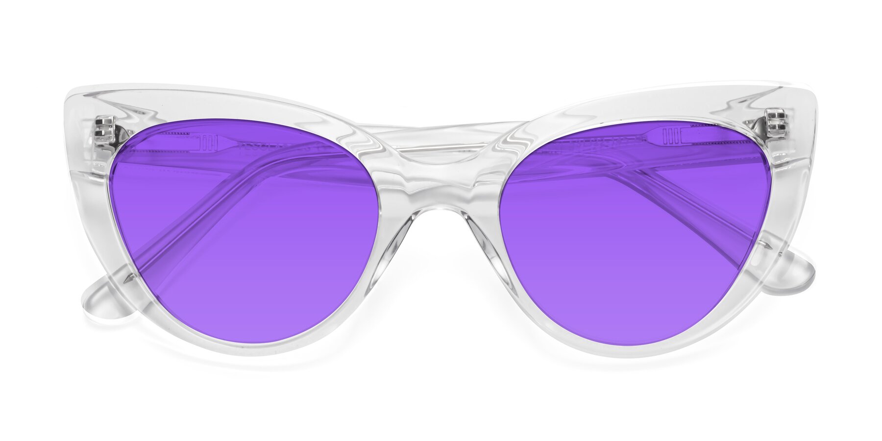 Folded Front of Tiesi in Clear with Purple Tinted Lenses