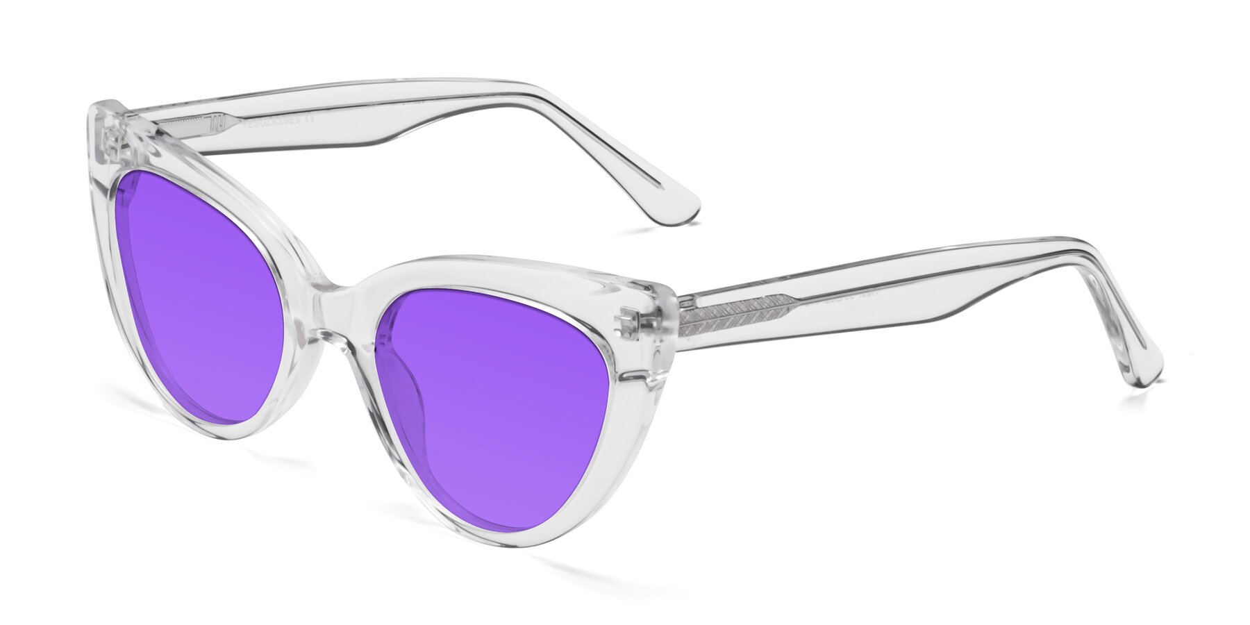 Angle of Tiesi in Clear with Purple Tinted Lenses