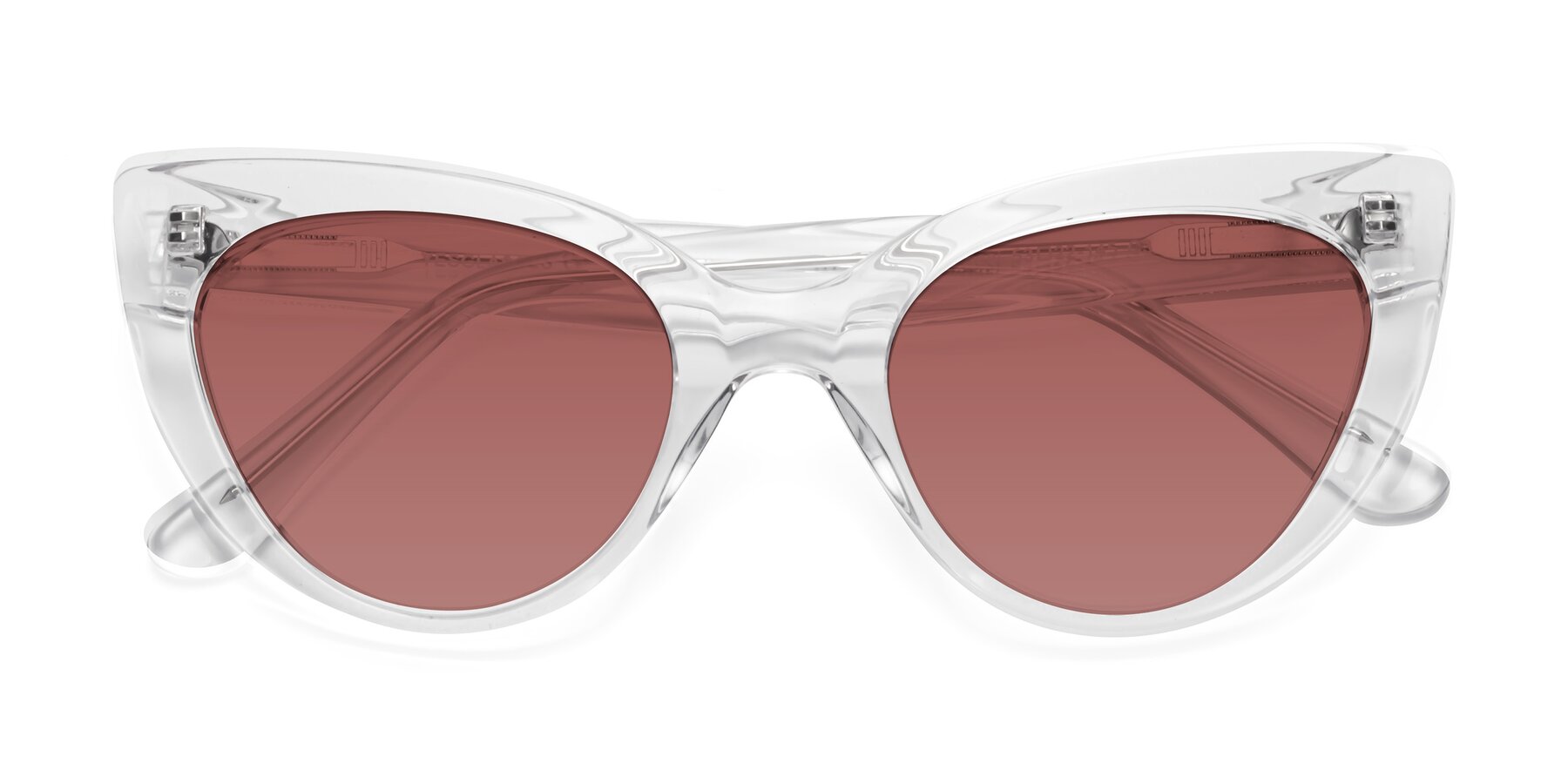 Folded Front of Tiesi in Clear with Garnet Tinted Lenses