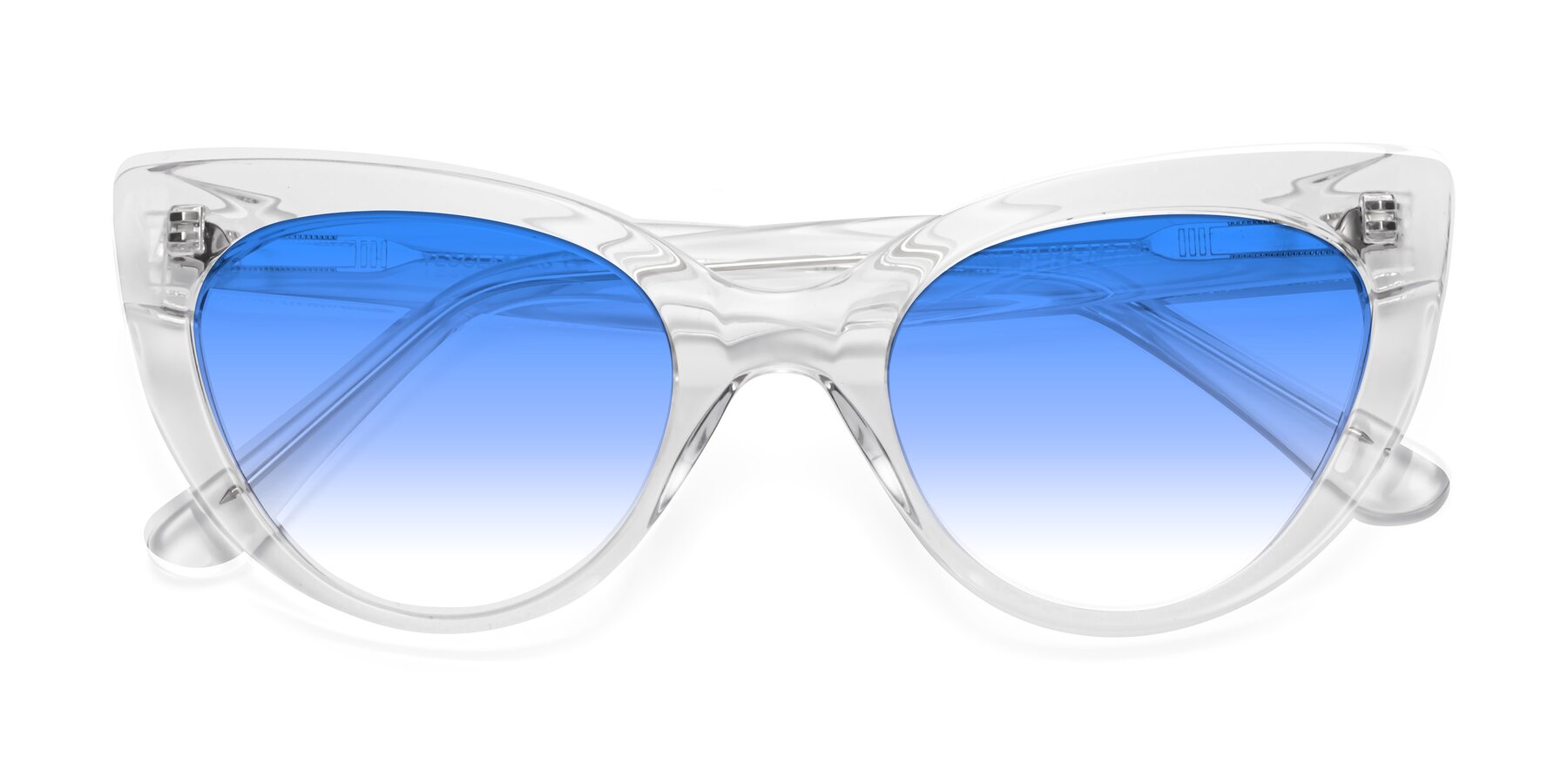 Folded Front of Tiesi in Clear with Blue Gradient Lenses
