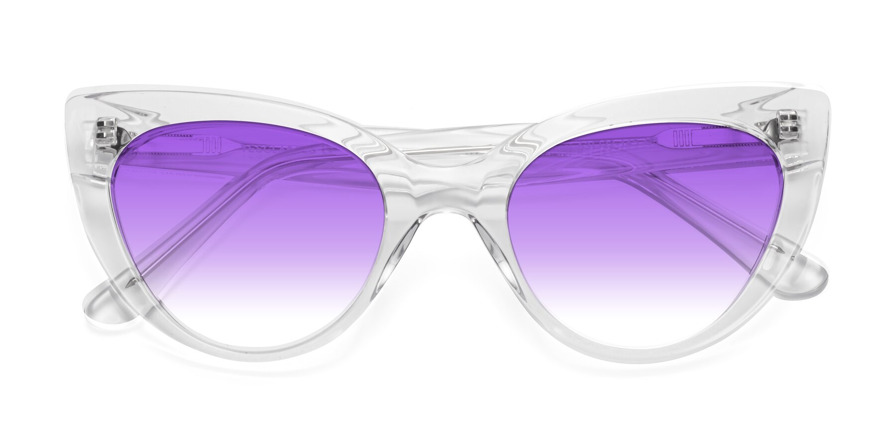 Folded Front of Tiesi in Clear with Purple Gradient Lenses