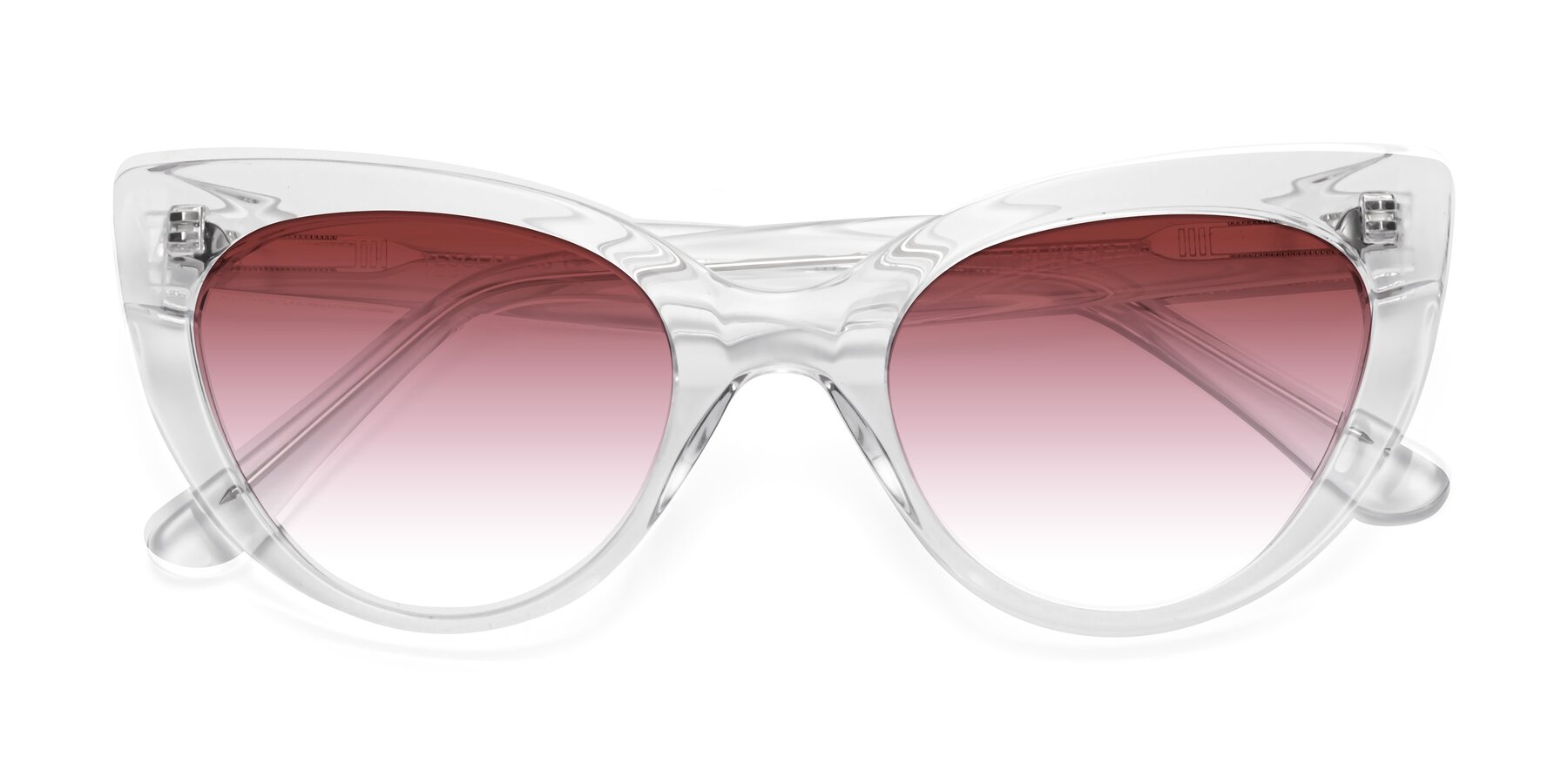 Folded Front of Tiesi in Clear with Garnet Gradient Lenses