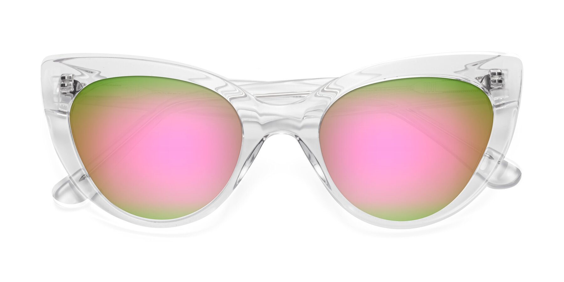 Folded Front of Tiesi in Clear with Pink Mirrored Lenses