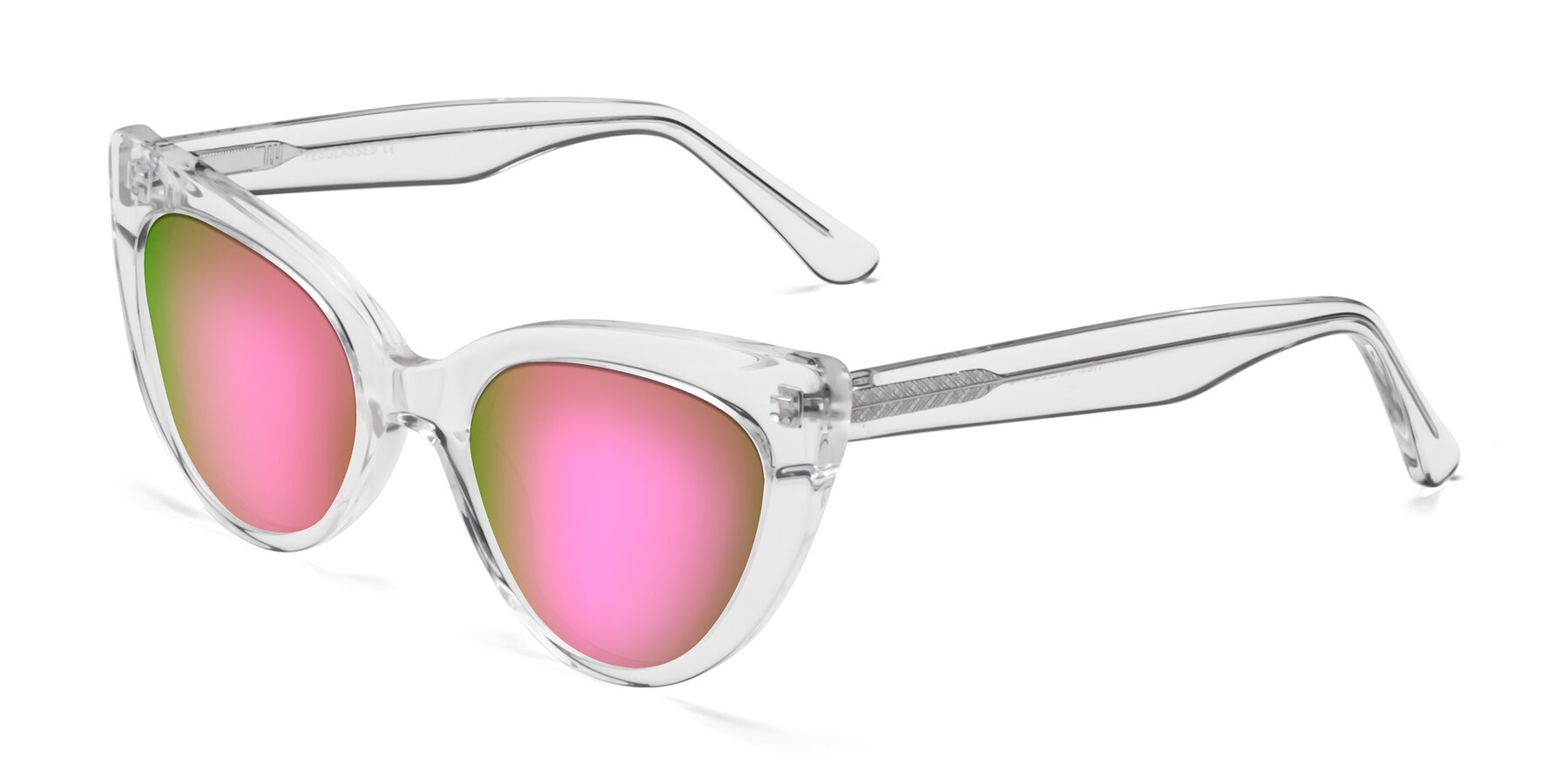 Angle of Tiesi in Clear with Pink Mirrored Lenses