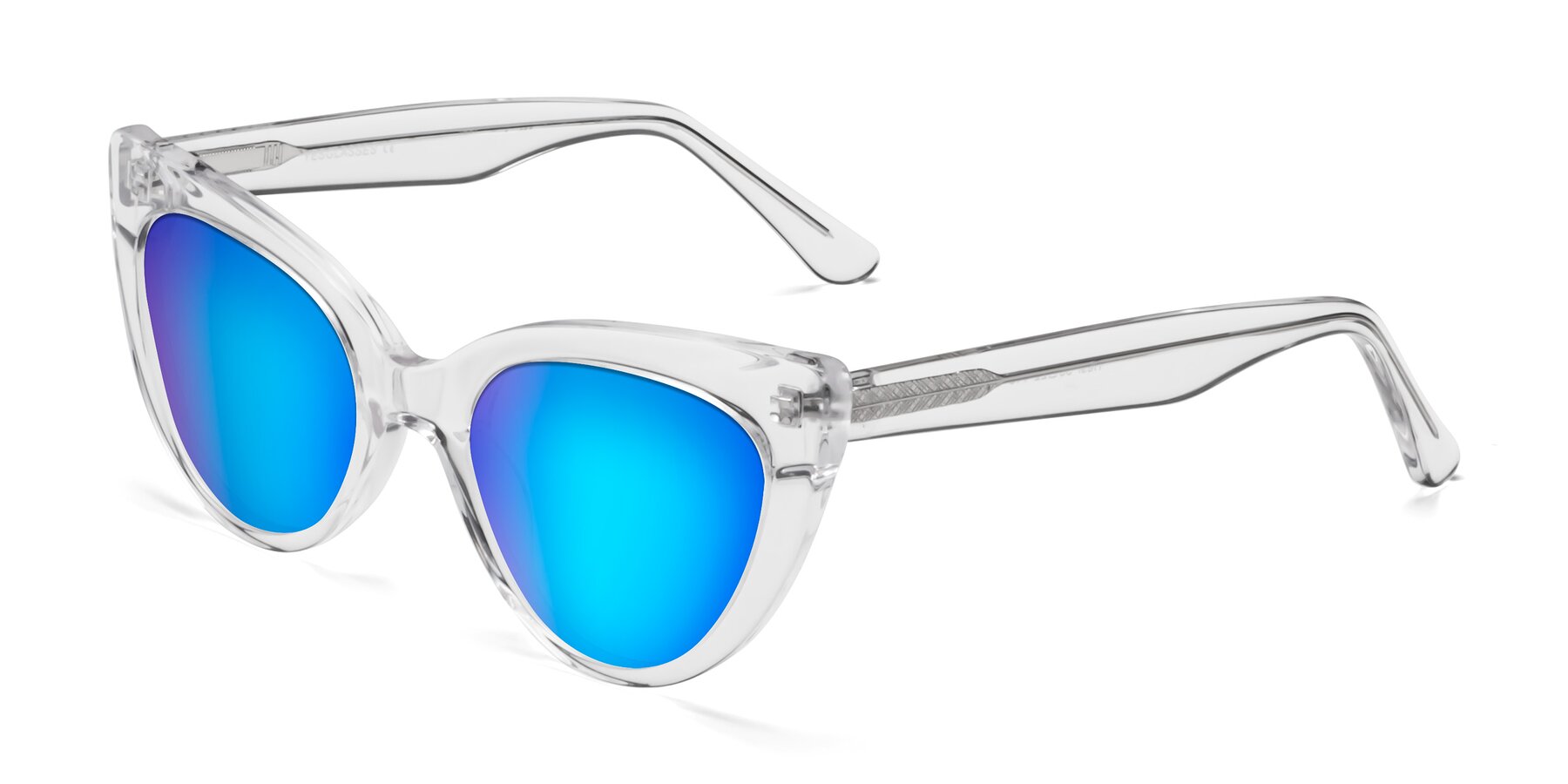 Angle of Tiesi in Clear with Blue Mirrored Lenses