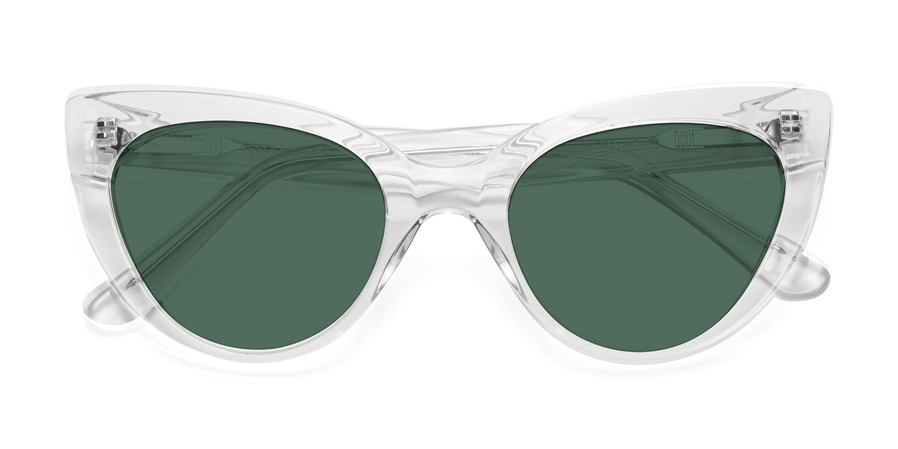 Folded Front of Tiesi in Clear with Green Polarized Lenses