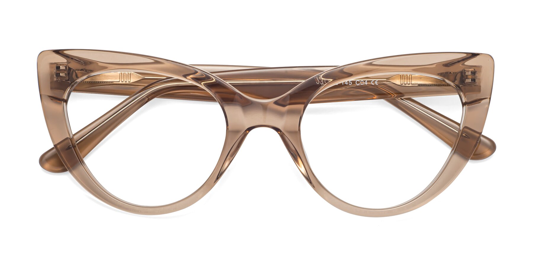 Folded Front of Tiesi in Caramel with Clear Eyeglass Lenses