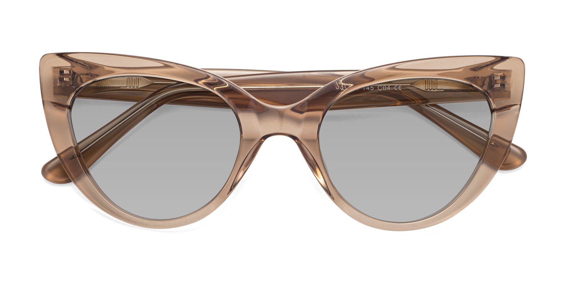 Folded Front of Tiesi in Caramel with Light Gray Tinted Lenses