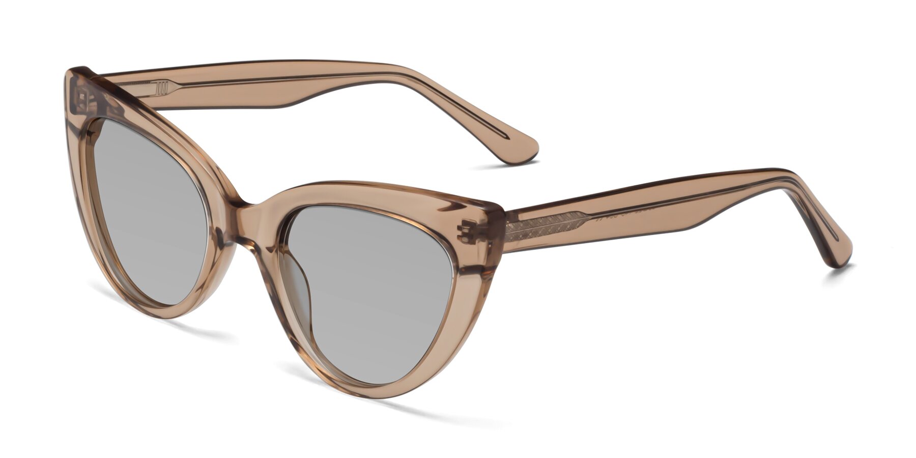 Angle of Tiesi in Caramel with Light Gray Tinted Lenses