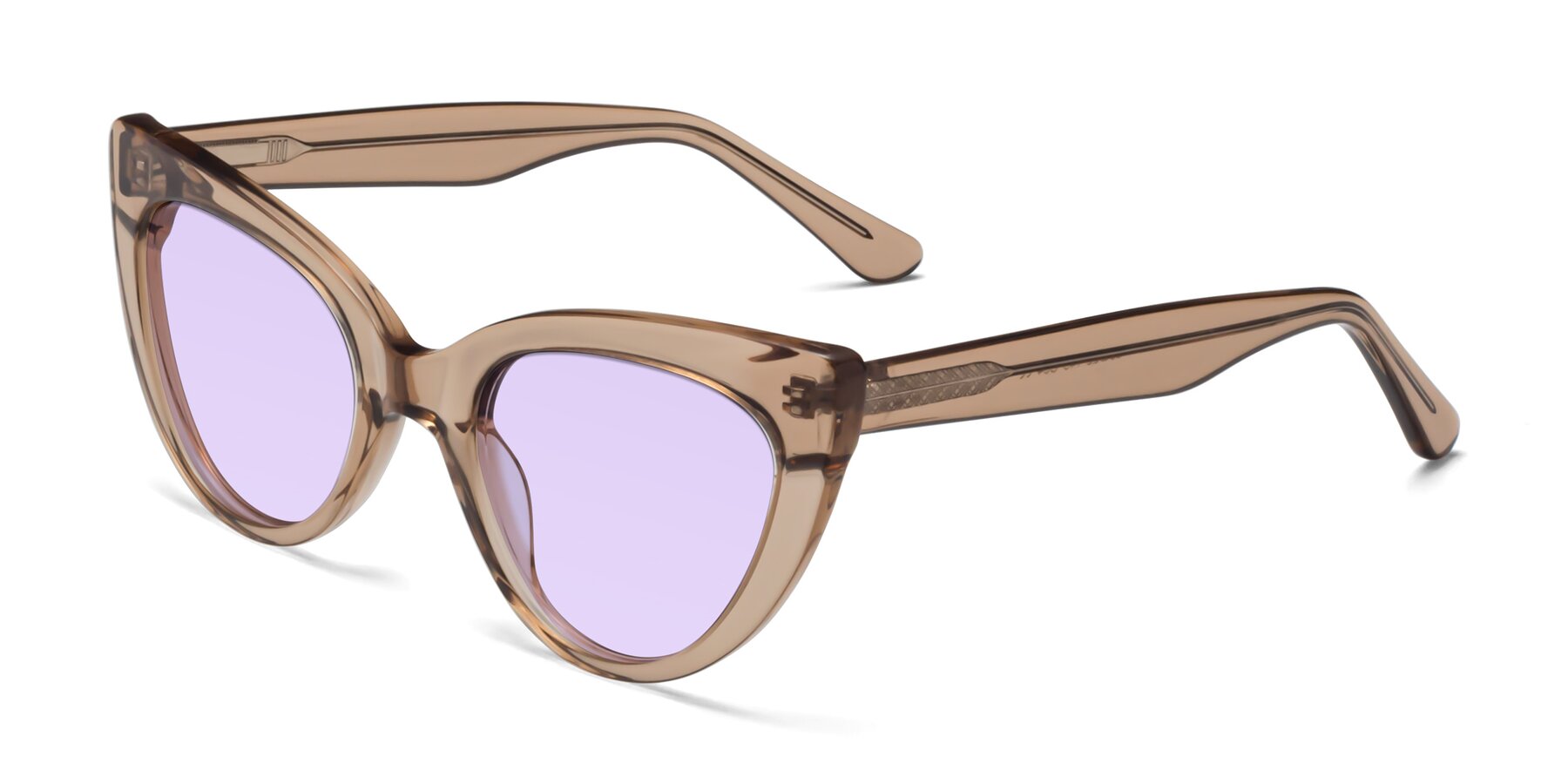 Angle of Tiesi in Caramel with Light Purple Tinted Lenses