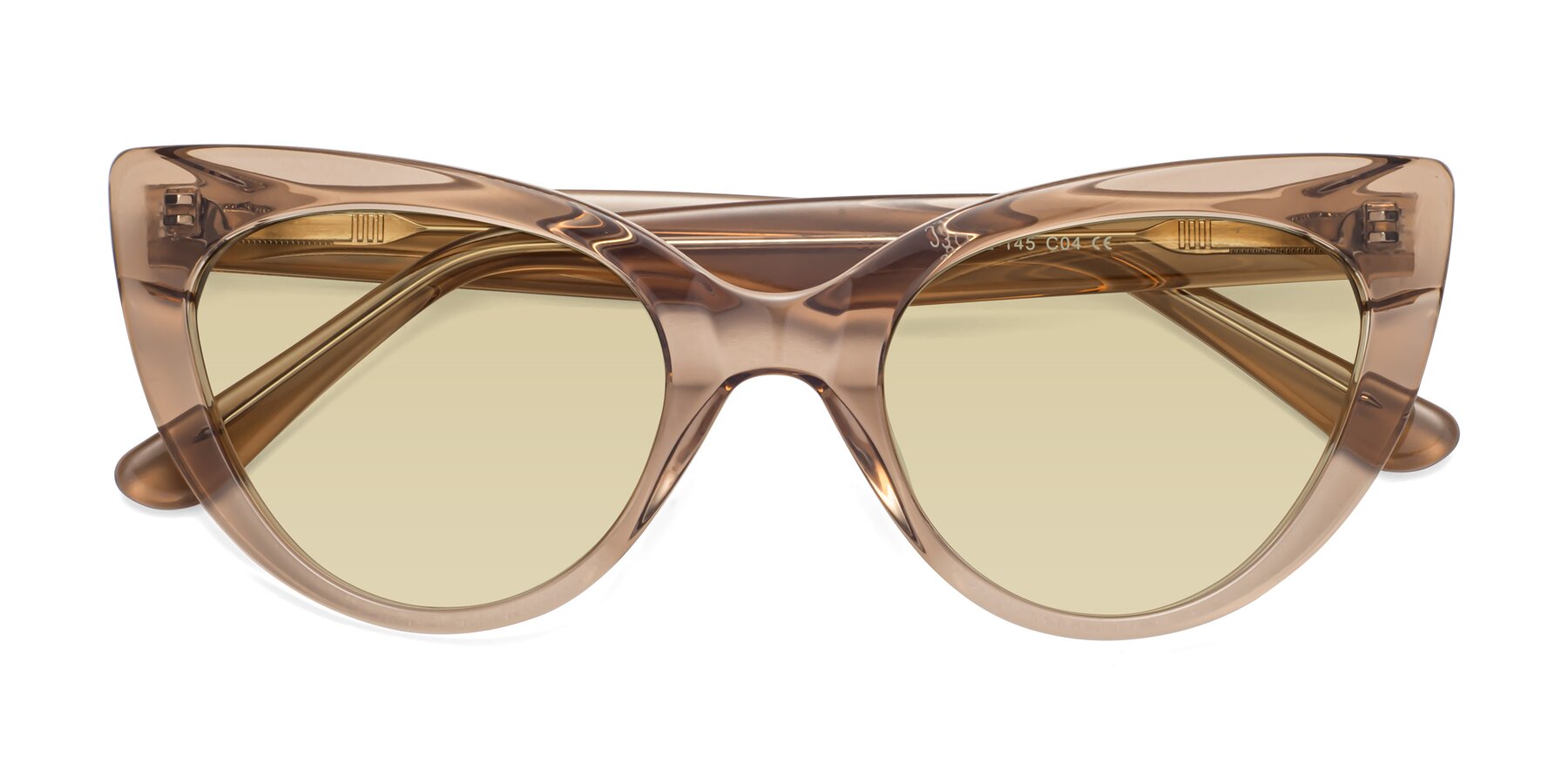 Folded Front of Tiesi in Caramel with Light Champagne Tinted Lenses