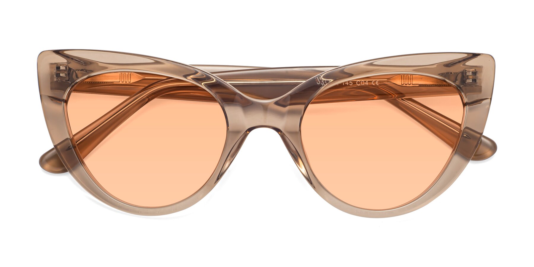 Folded Front of Tiesi in Caramel with Light Orange Tinted Lenses