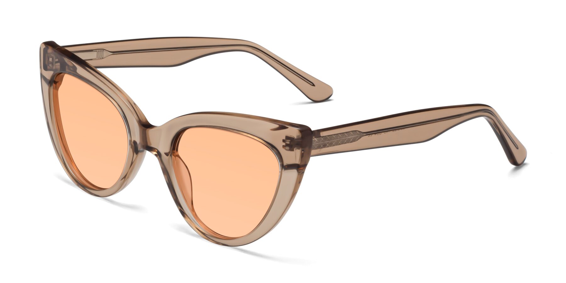Angle of Tiesi in Caramel with Light Orange Tinted Lenses