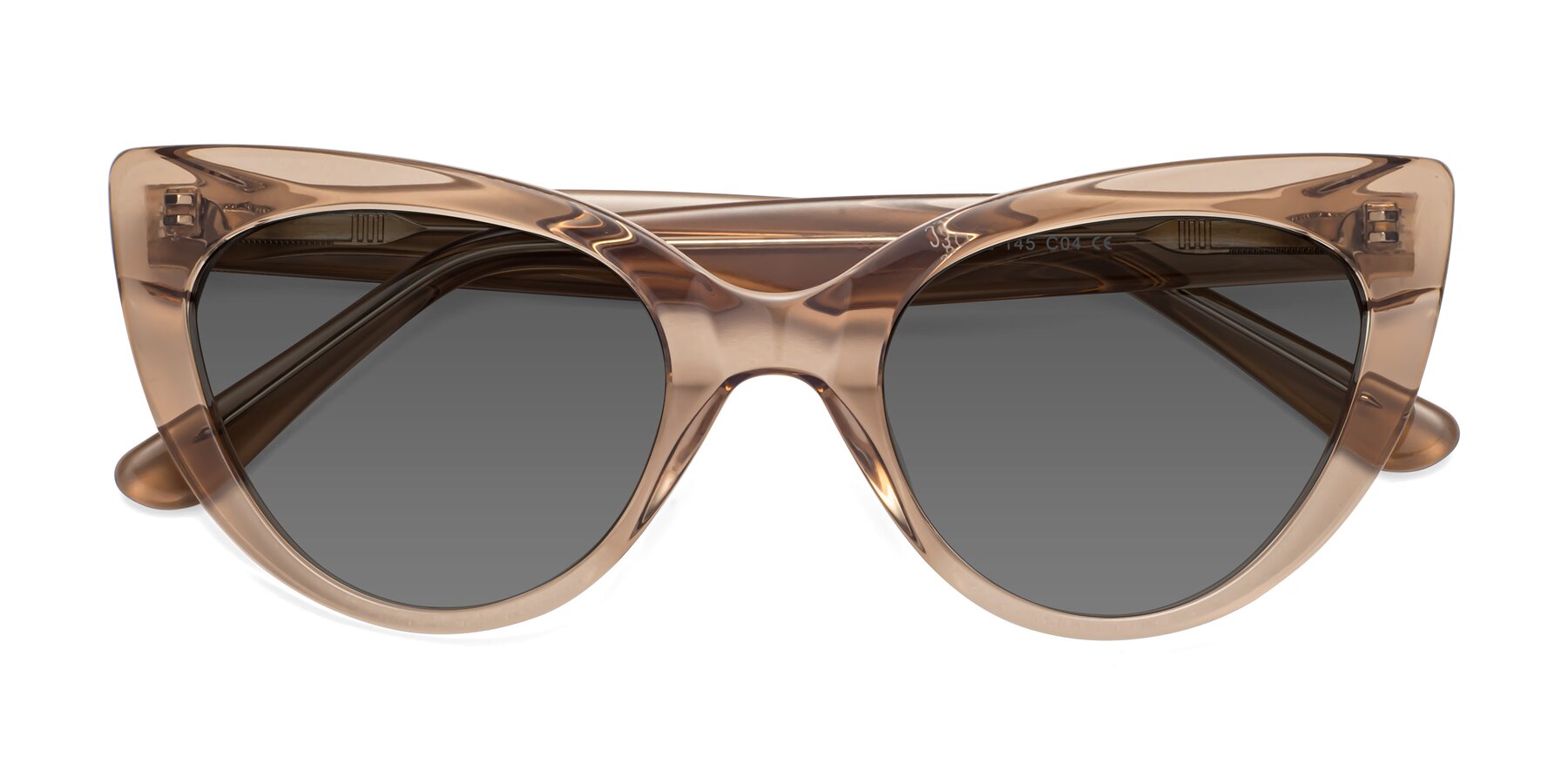 Folded Front of Tiesi in Caramel with Medium Gray Tinted Lenses