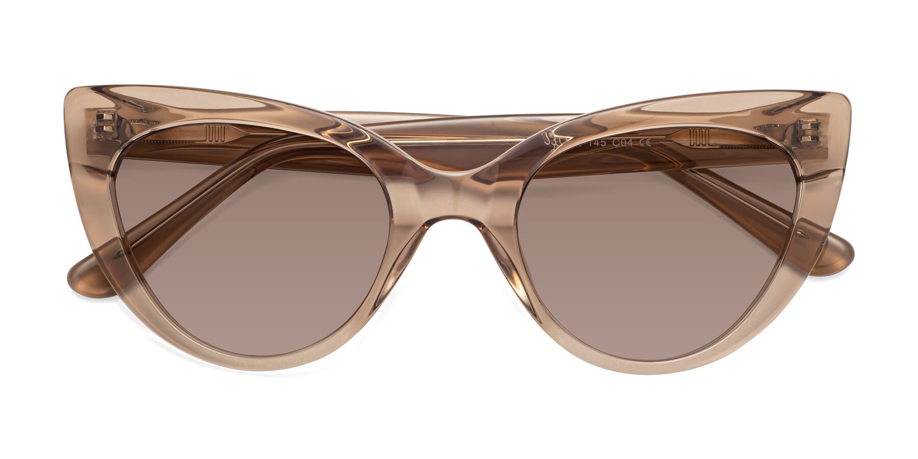 Folded Front of Tiesi in Caramel with Medium Brown Tinted Lenses