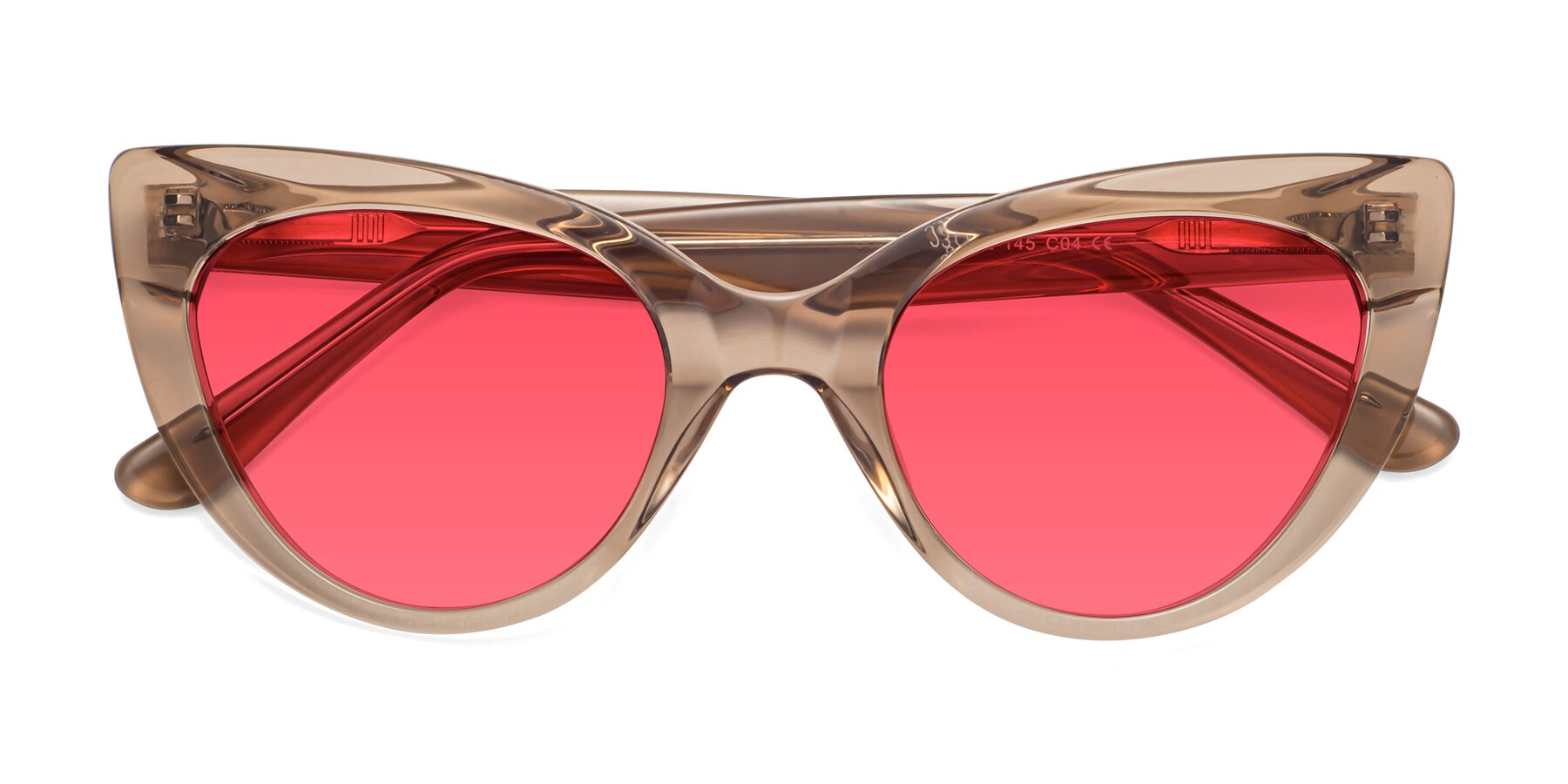 Folded Front of Tiesi in Caramel with Red Tinted Lenses