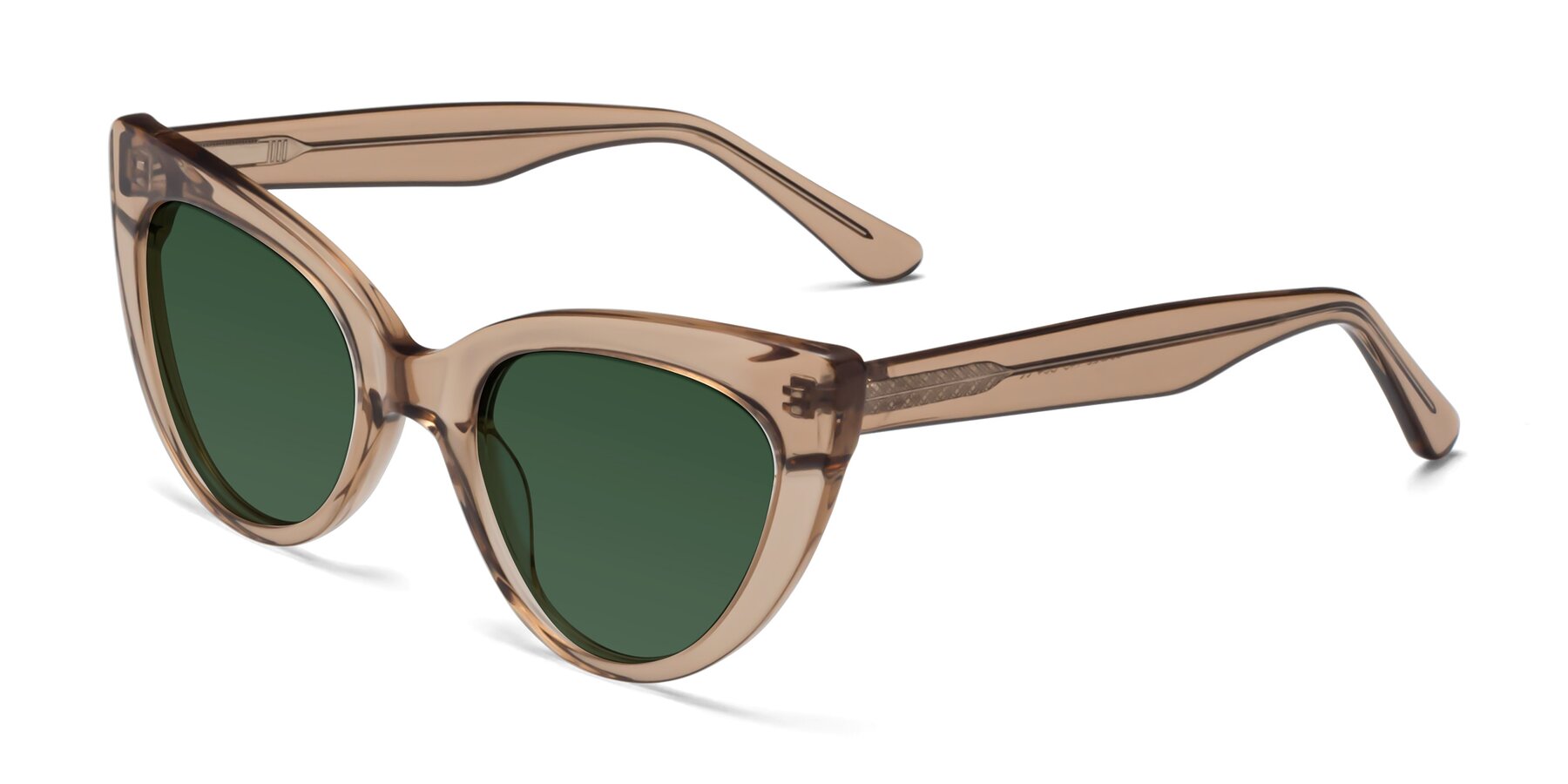 Angle of Tiesi in Caramel with Green Tinted Lenses