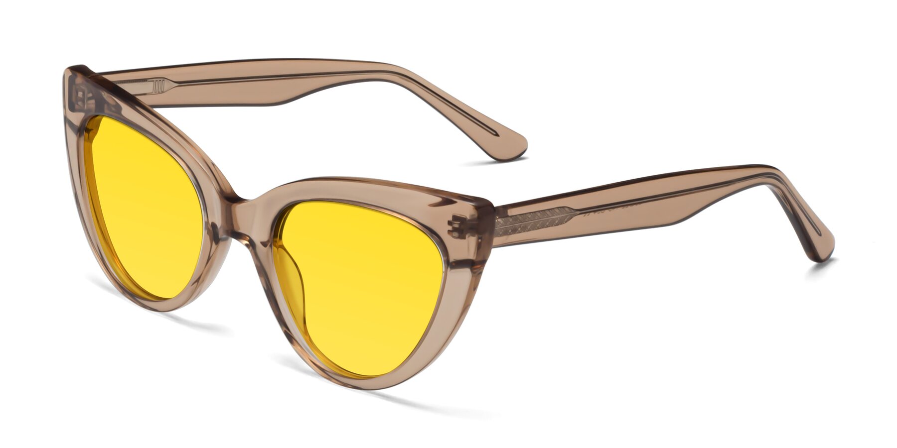 Angle of Tiesi in Caramel with Yellow Tinted Lenses