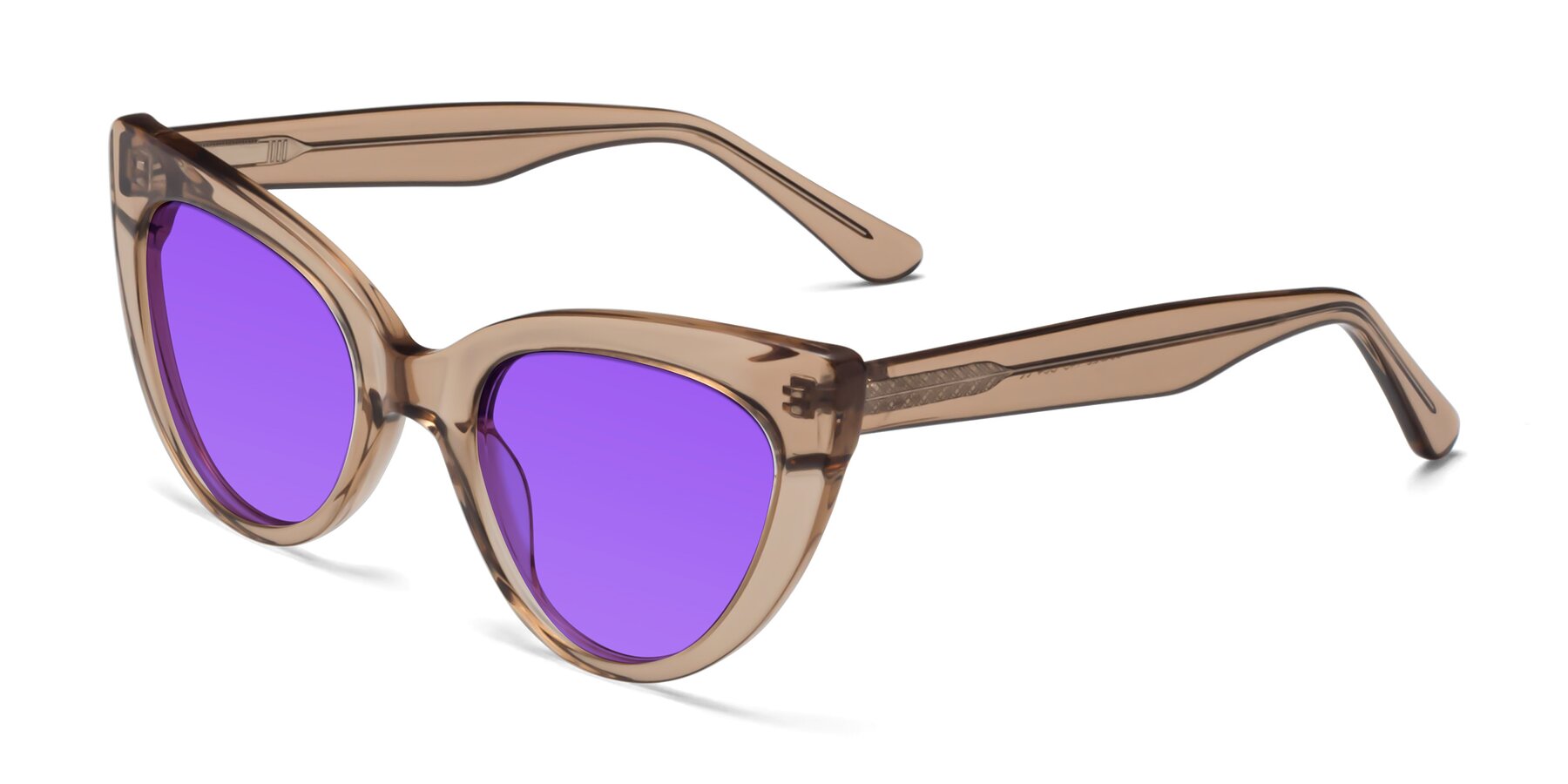 Angle of Tiesi in Caramel with Purple Tinted Lenses