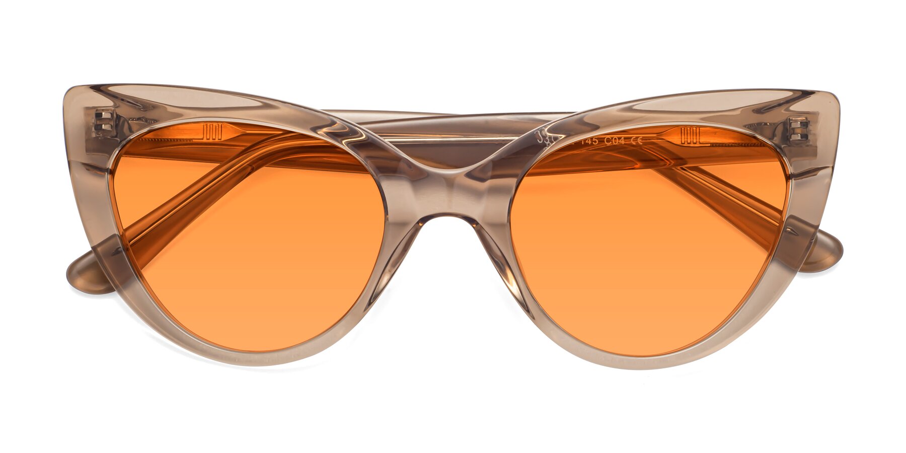 Folded Front of Tiesi in Caramel with Orange Tinted Lenses