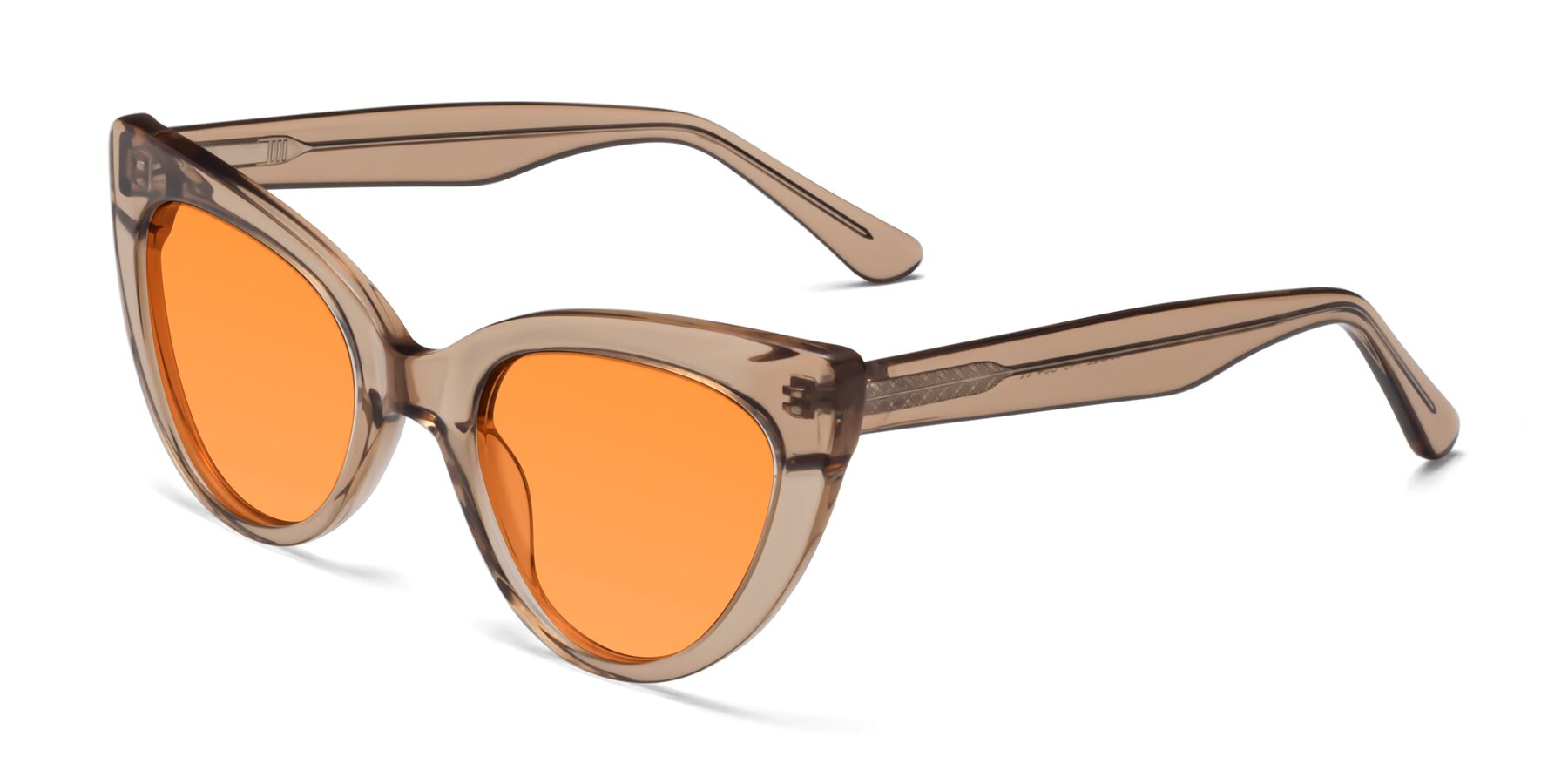 Angle of Tiesi in Caramel with Orange Tinted Lenses