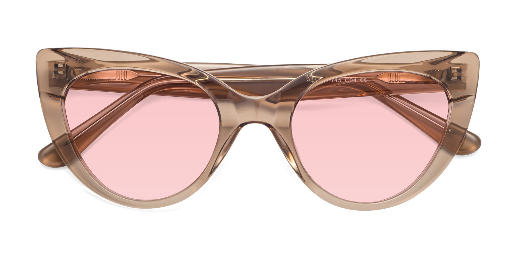 Folded Front of Tiesi in Caramel with Light Garnet Tinted Lenses