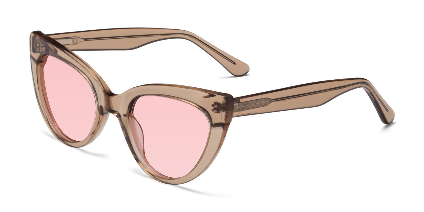 Angle of Tiesi in Caramel with Light Garnet Tinted Lenses