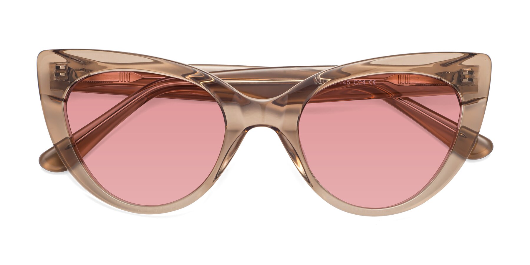 Folded Front of Tiesi in Caramel with Medium Garnet Tinted Lenses