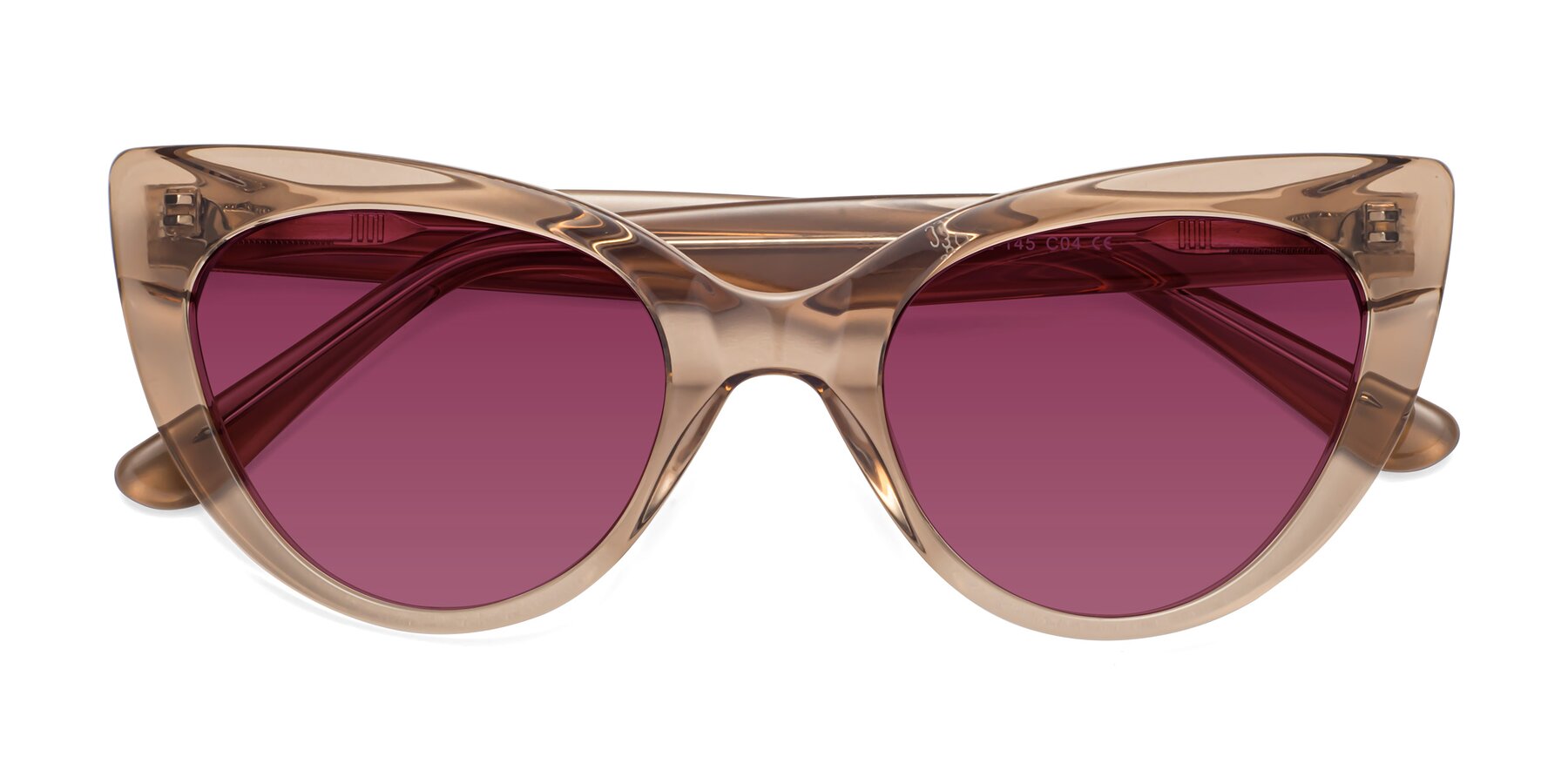 Folded Front of Tiesi in Caramel with Wine Tinted Lenses