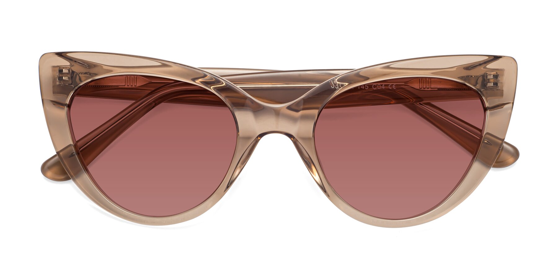 Folded Front of Tiesi in Caramel with Garnet Tinted Lenses